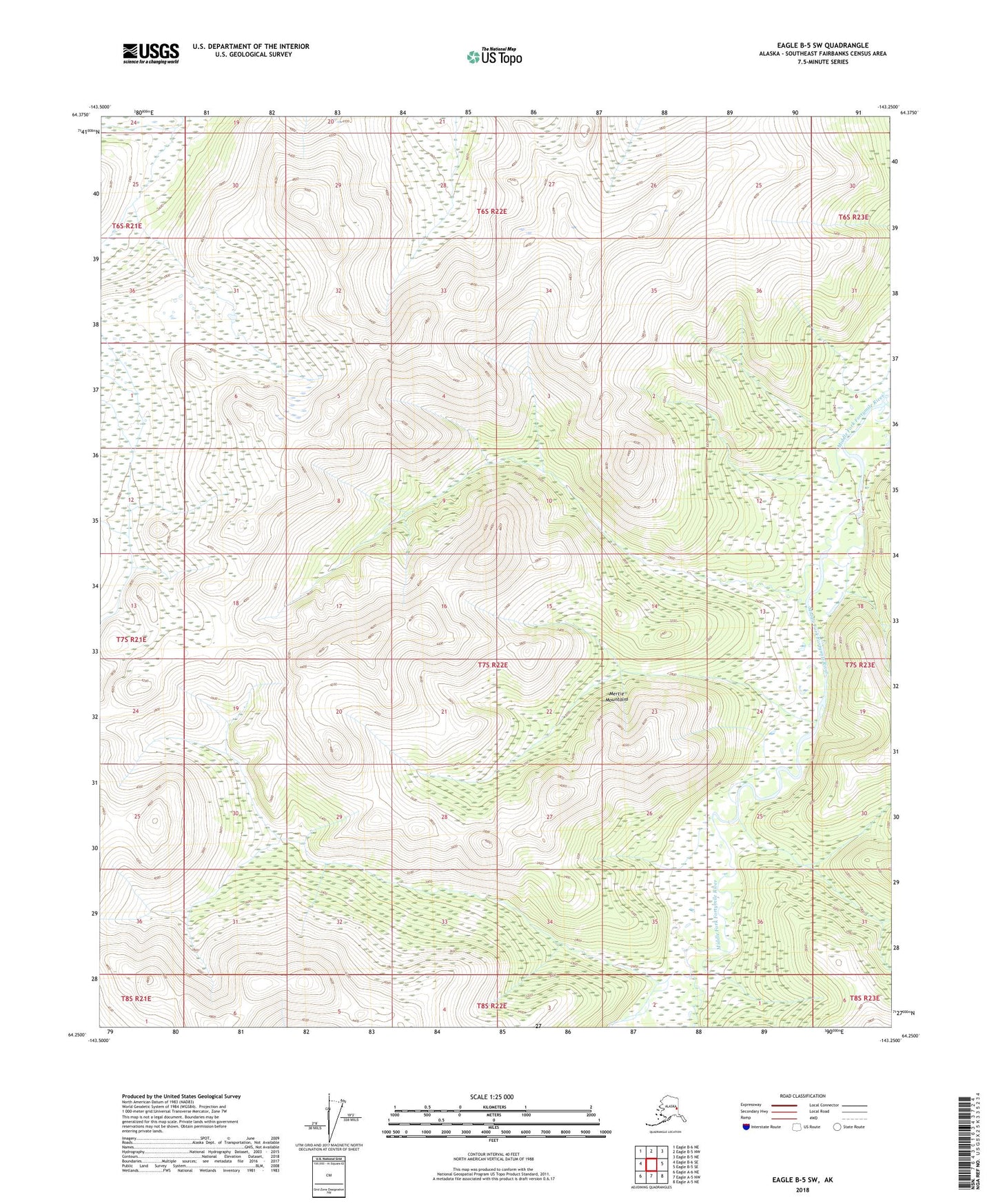 Eagle B-5 SW Alaska US Topo Map Image