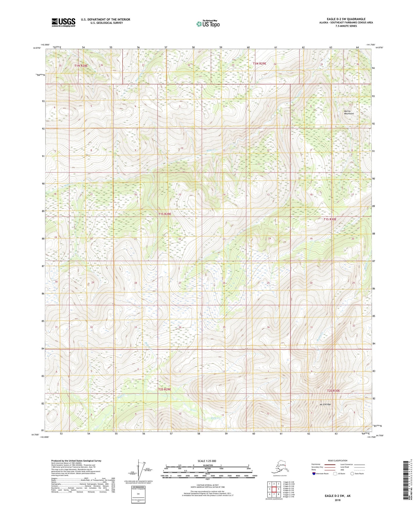 Eagle D-2 SW Alaska US Topo Map Image
