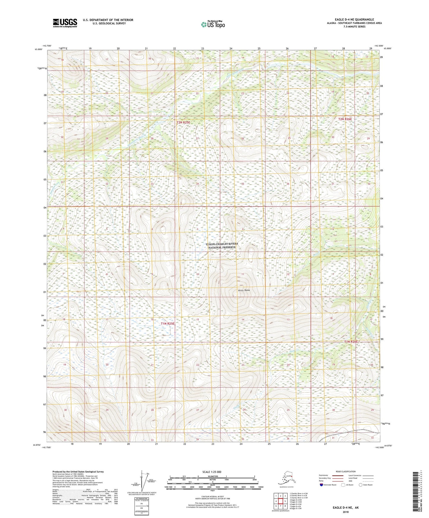 Eagle D-4 NE Alaska US Topo Map Image