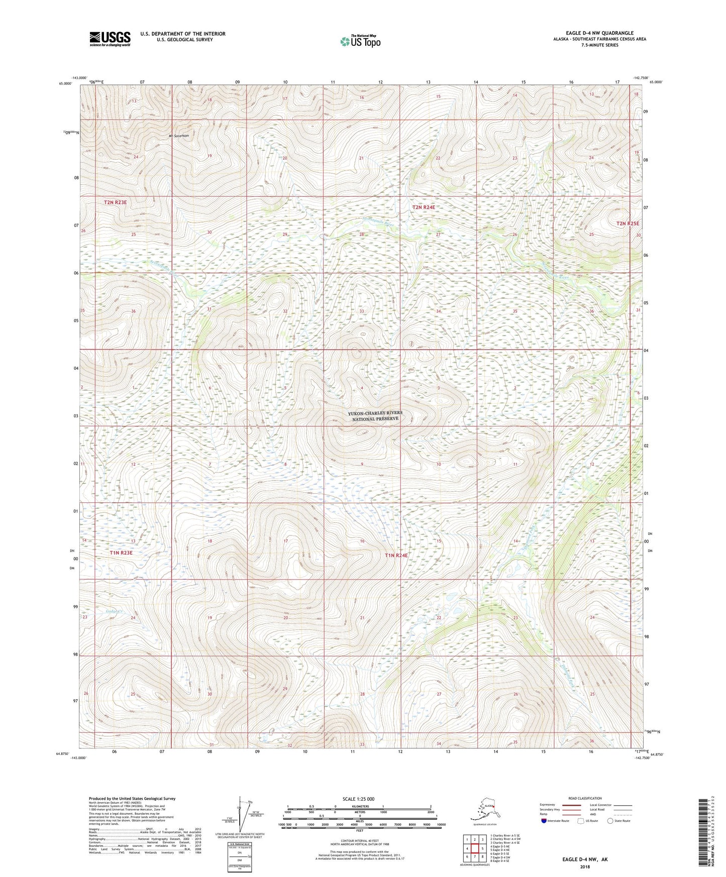 Eagle D-4 NW Alaska US Topo Map Image