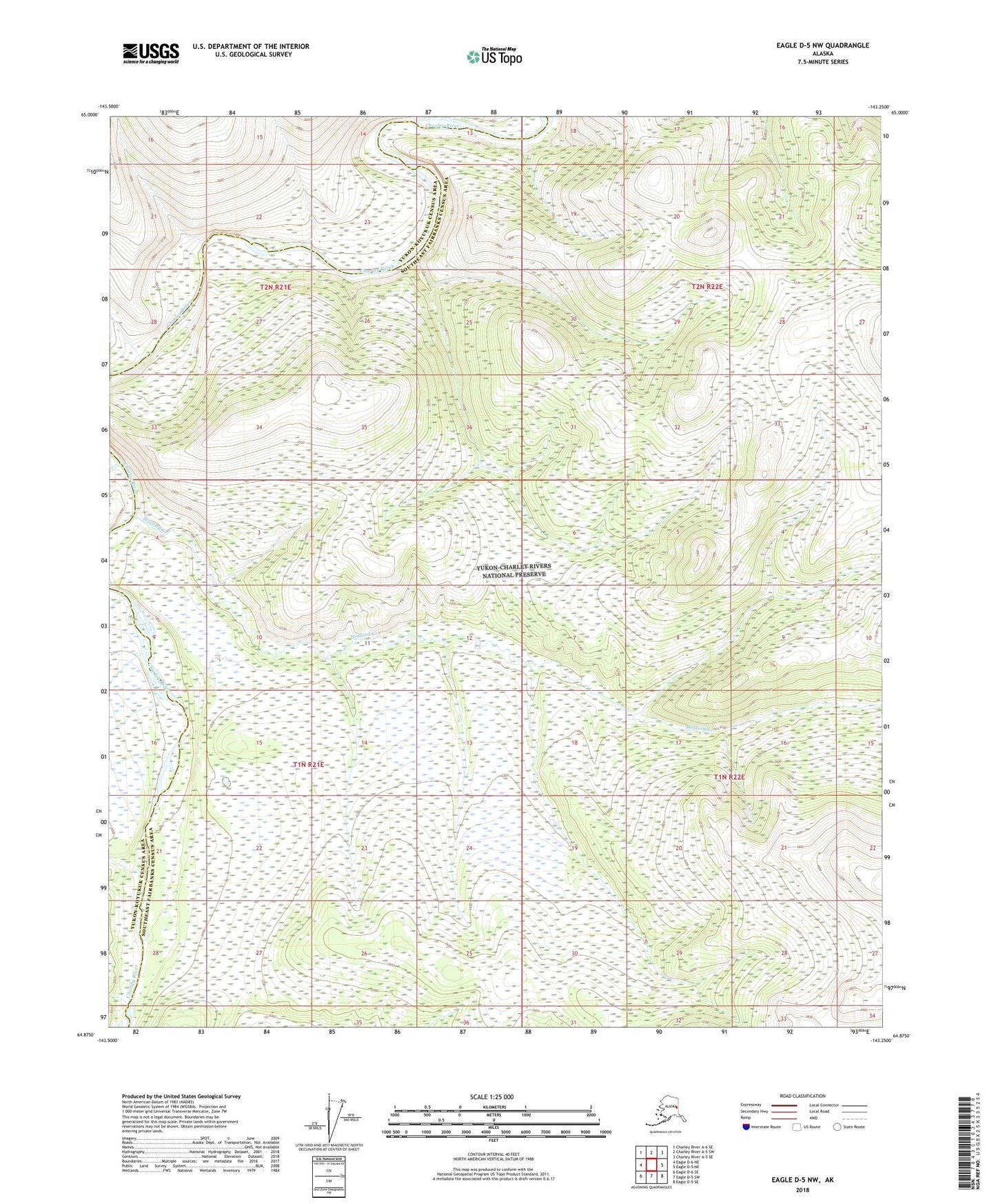 Eagle D-5 NW Alaska US Topo Map Image