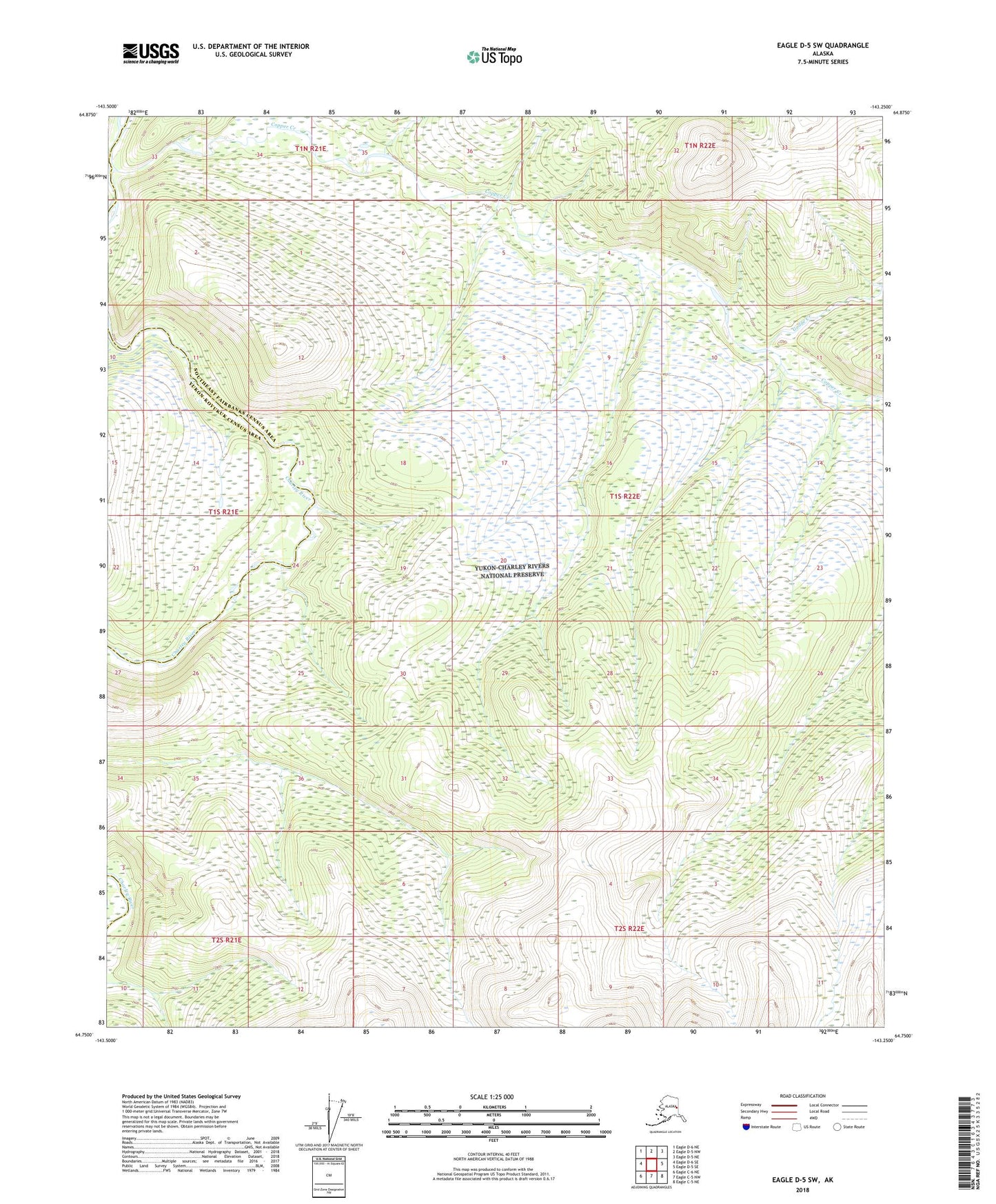 Eagle D-5 SW Alaska US Topo Map Image