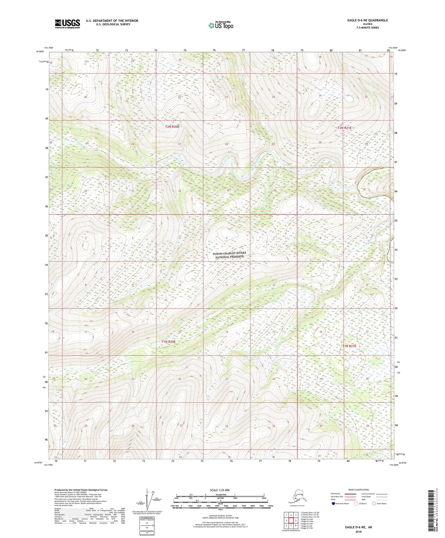 Eagle D-6 NE Alaska US Topo Map Image