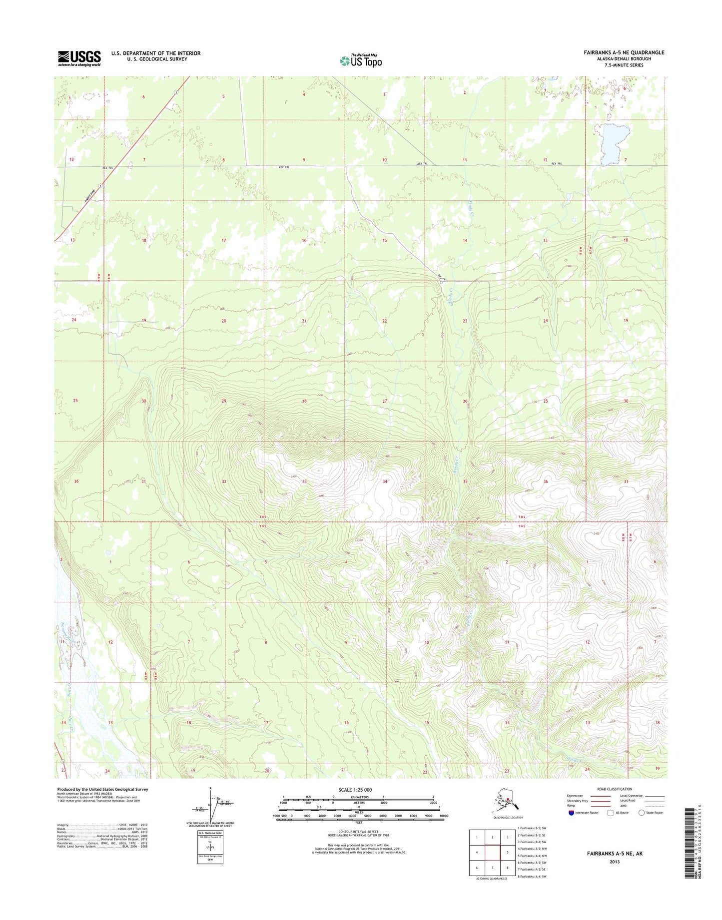 Fairbanks A-5 NE Alaska US Topo Map Image