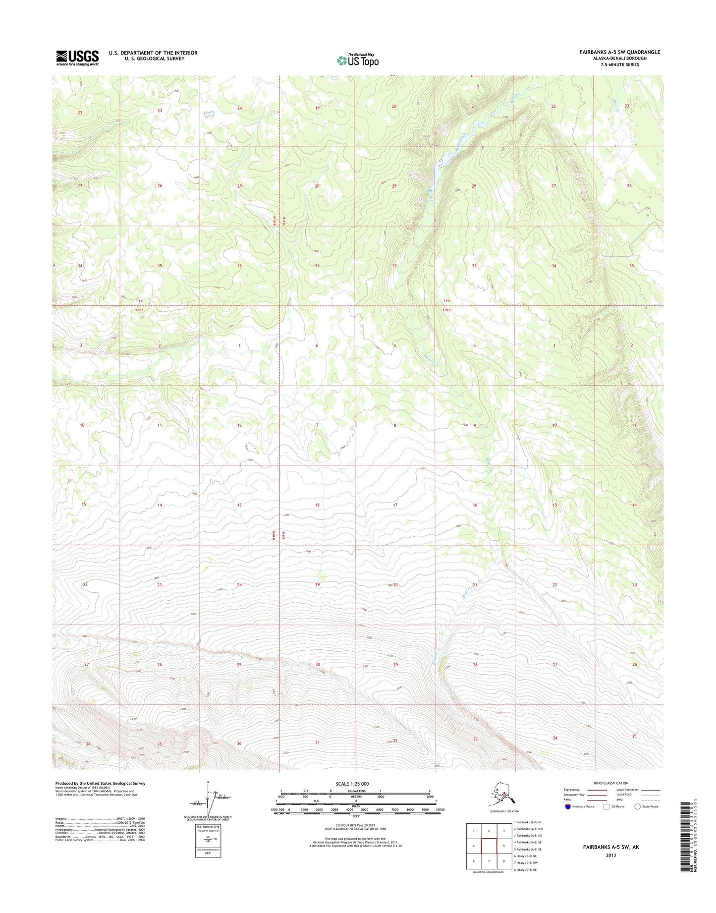 Fairbanks A-5 SW Alaska US Topo Map Image