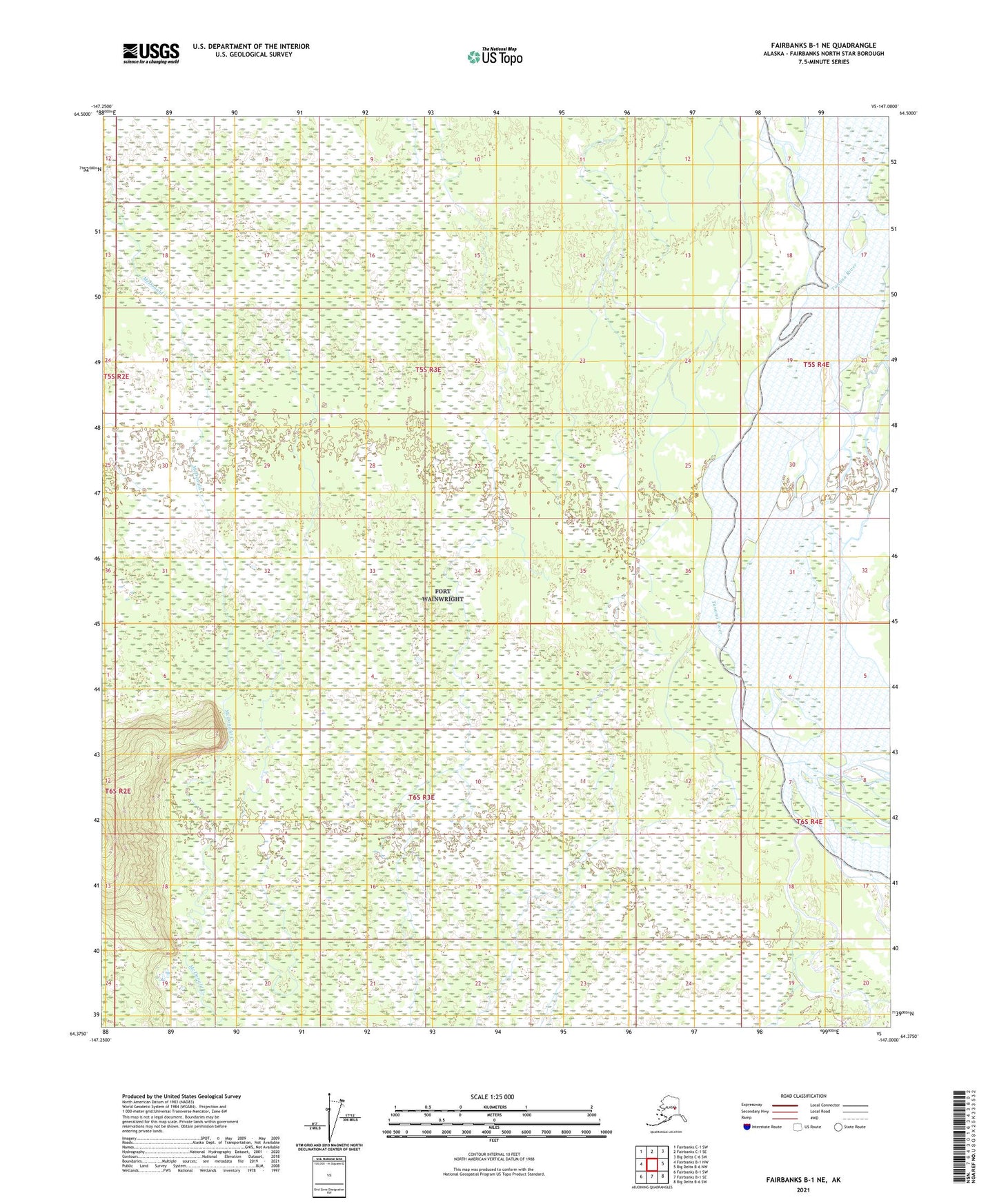 Fairbanks B-1 NE Alaska US Topo Map Image