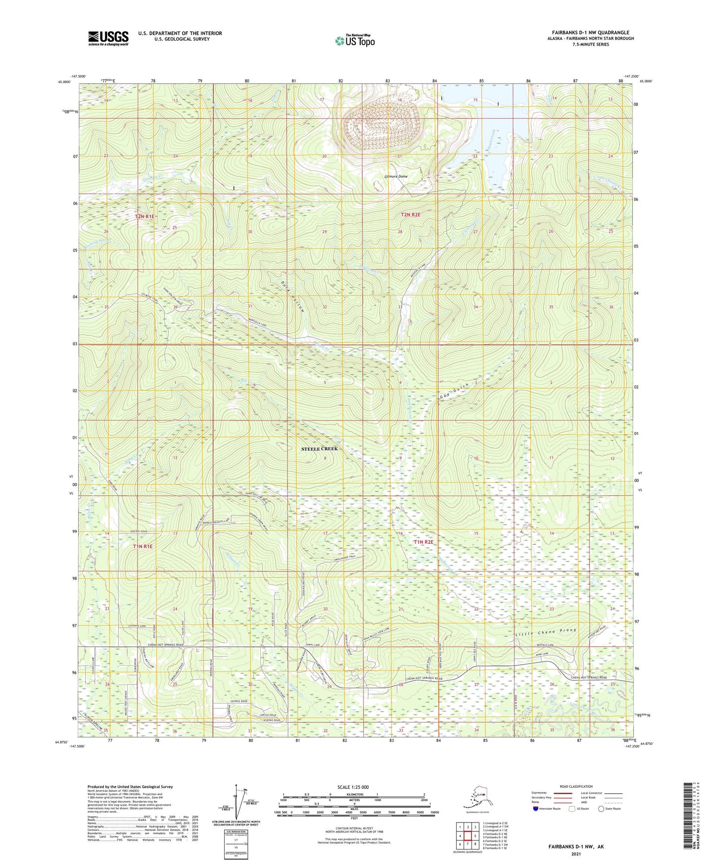Fairbanks D-1 NW Alaska US Topo Map Image