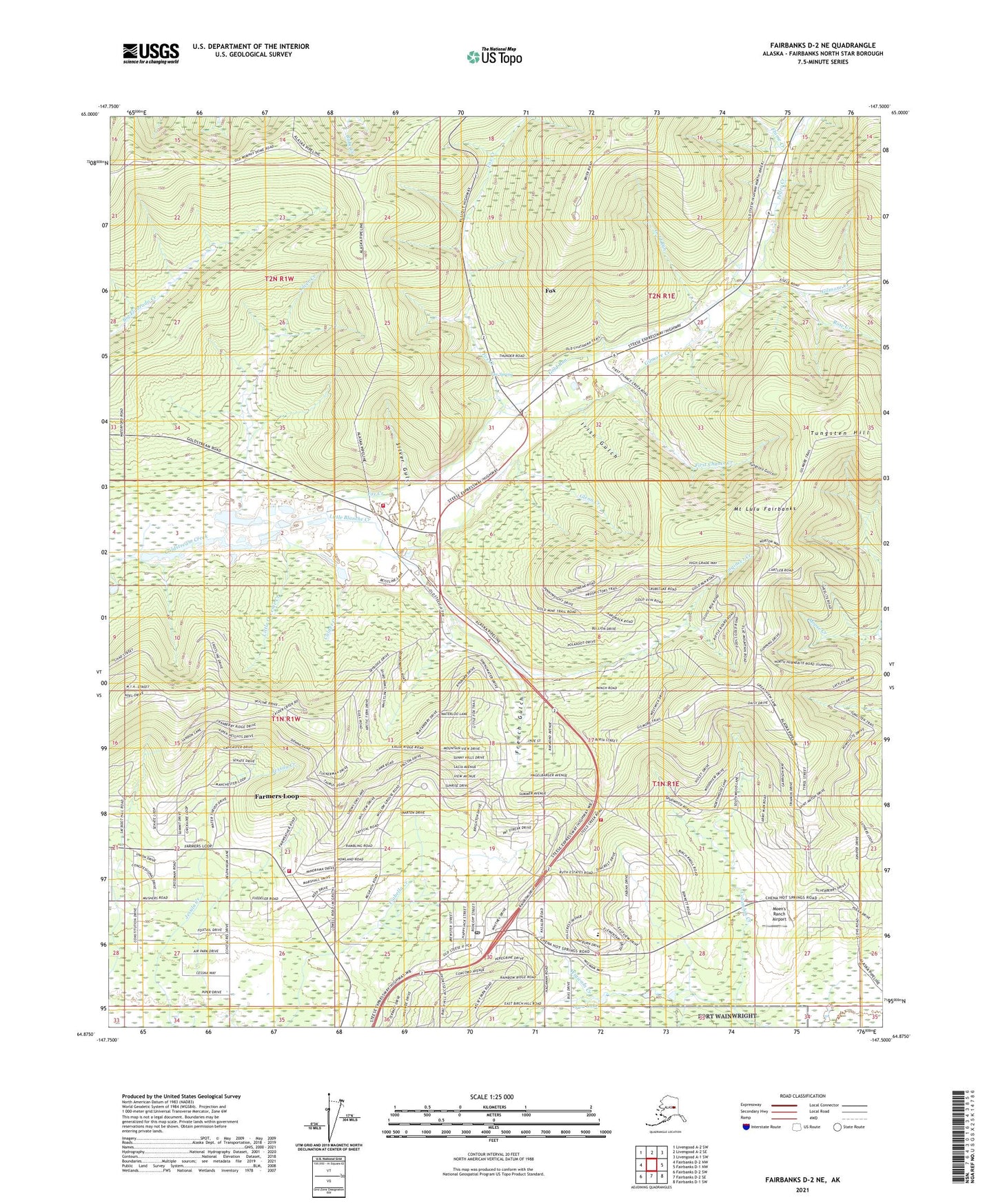 Fairbanks D-2 NE Alaska US Topo Map Image