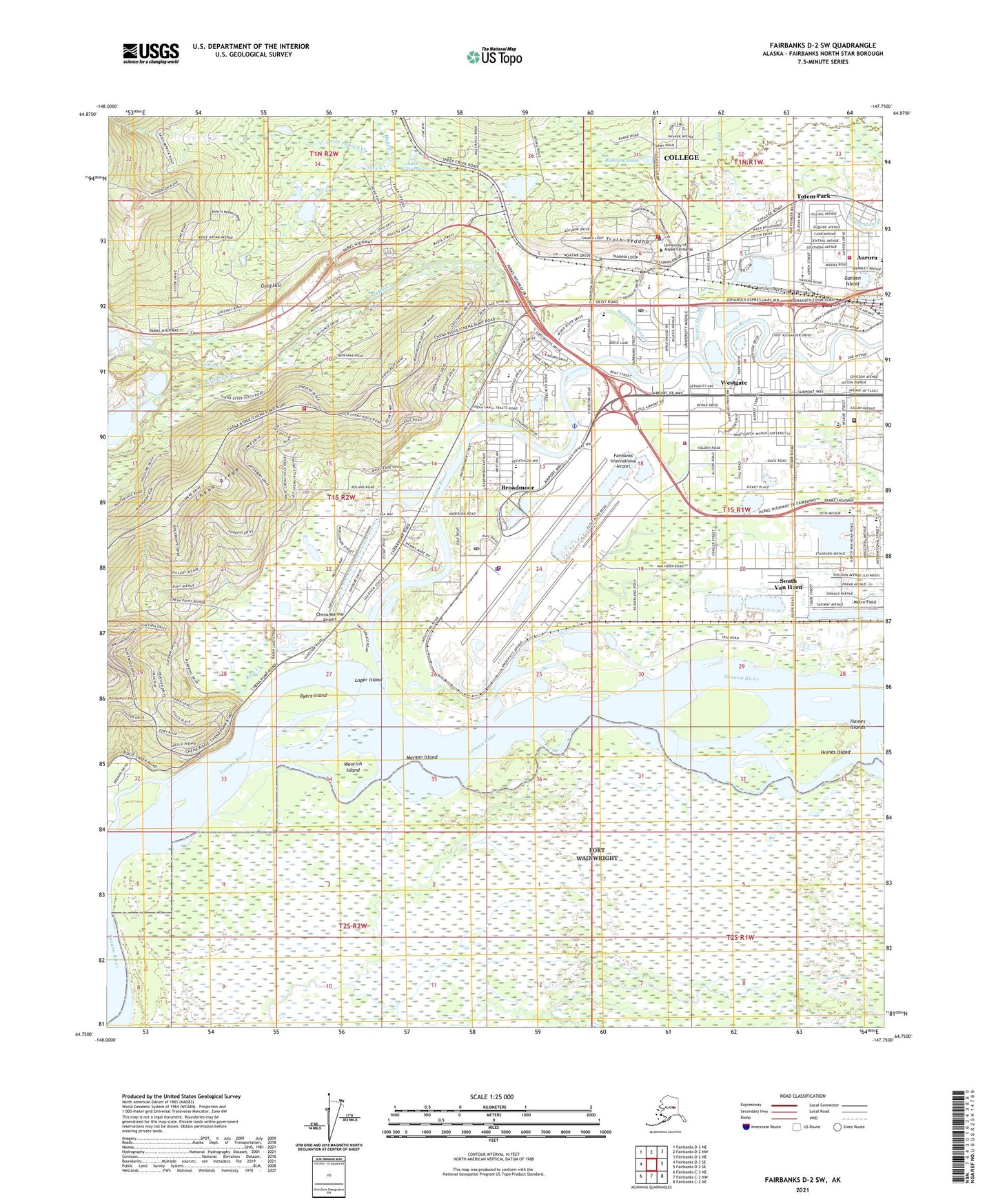 Fairbanks D-2 SW Alaska US Topo Map Image