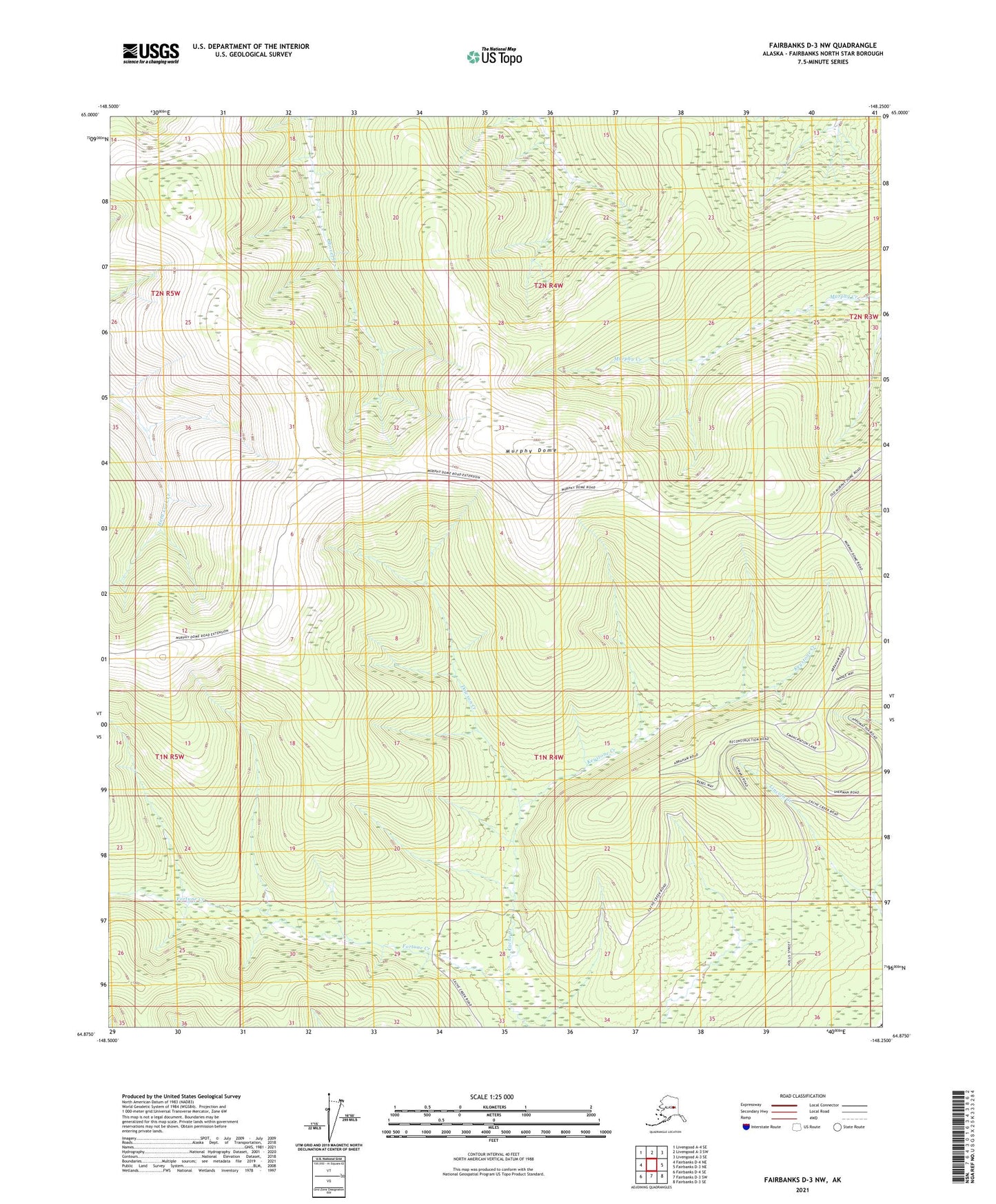 Fairbanks D-3 NW Alaska US Topo Map Image