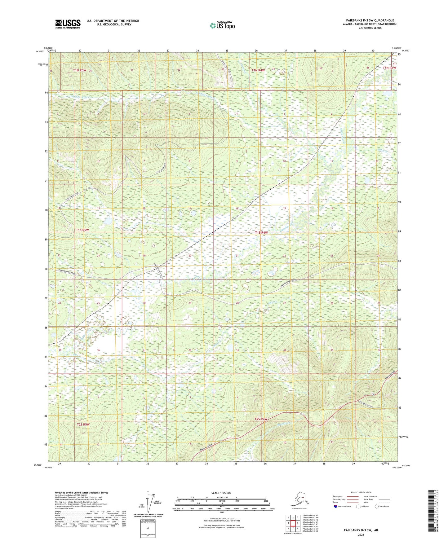 Fairbanks D-3 SW Alaska US Topo Map Image