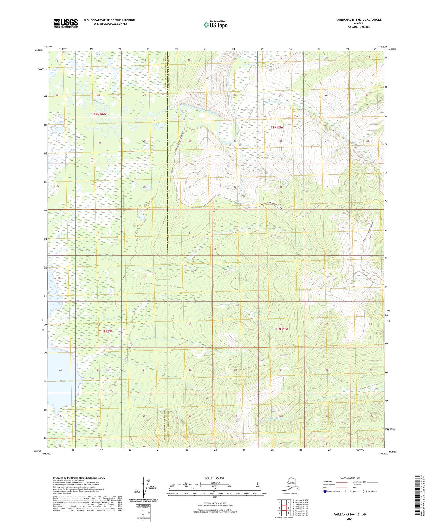 Fairbanks D-4 NE Alaska US Topo Map Image