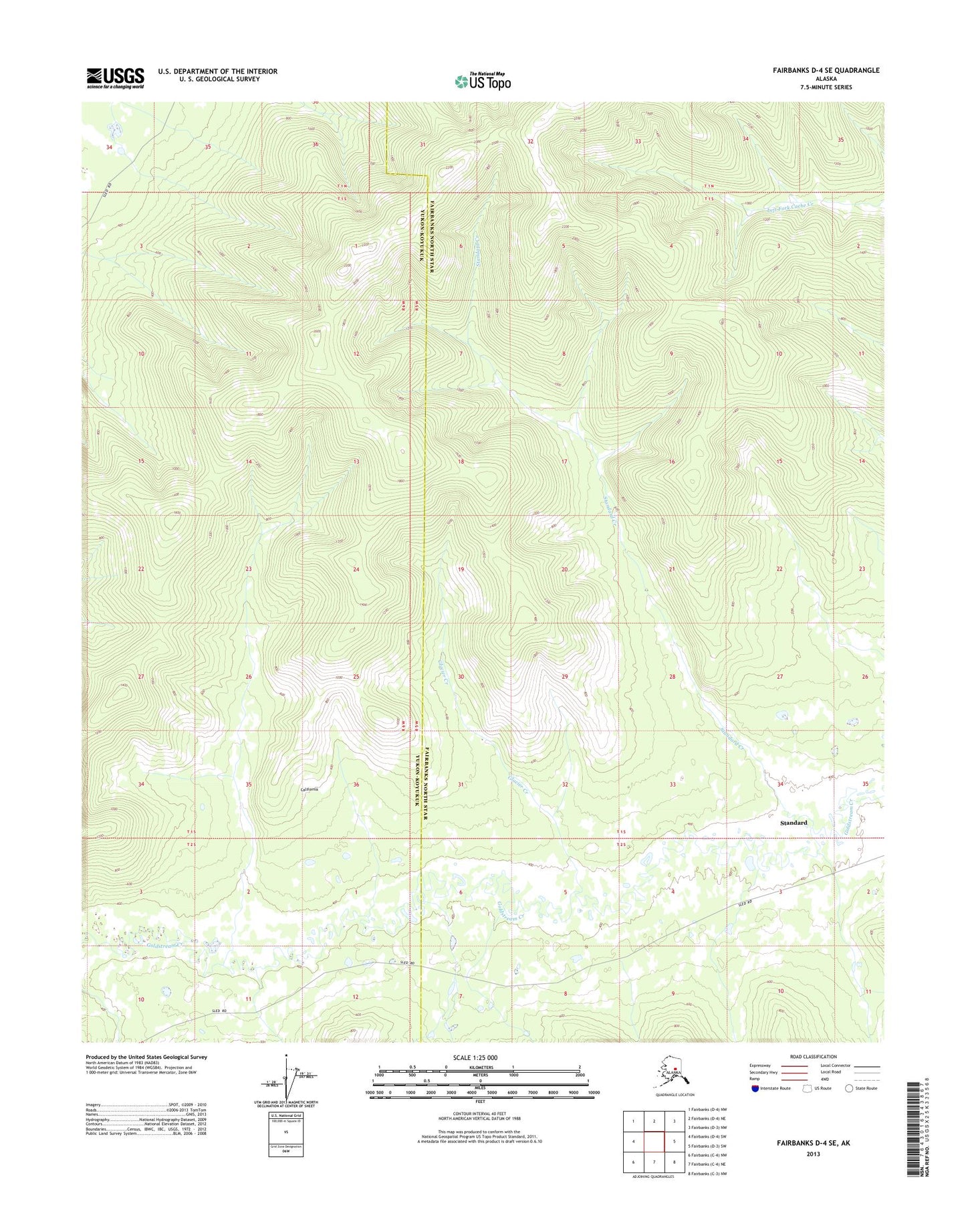 Fairbanks D-4 SE Alaska US Topo Map Image