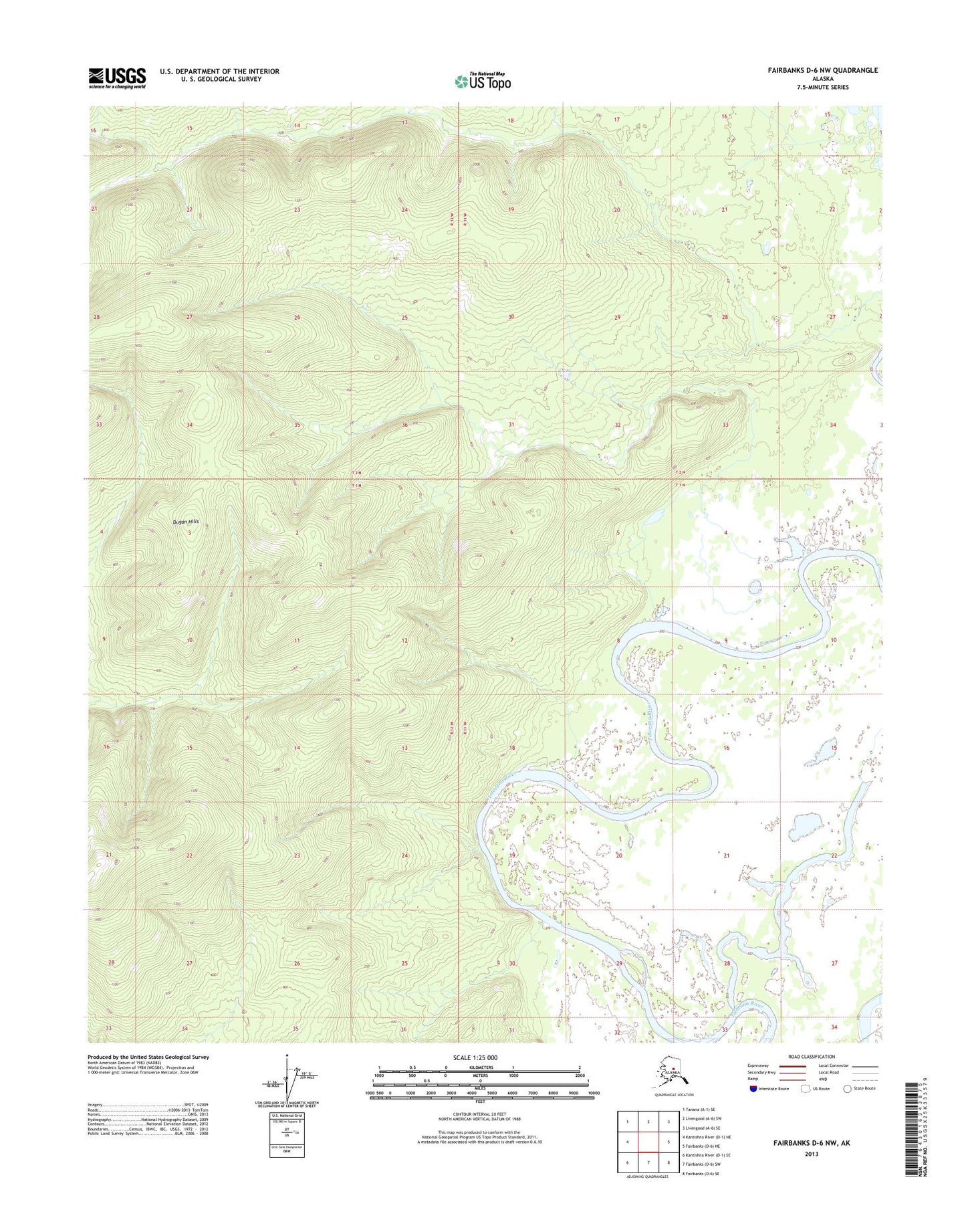 Fairbanks D-6 NW Alaska US Topo Map Image
