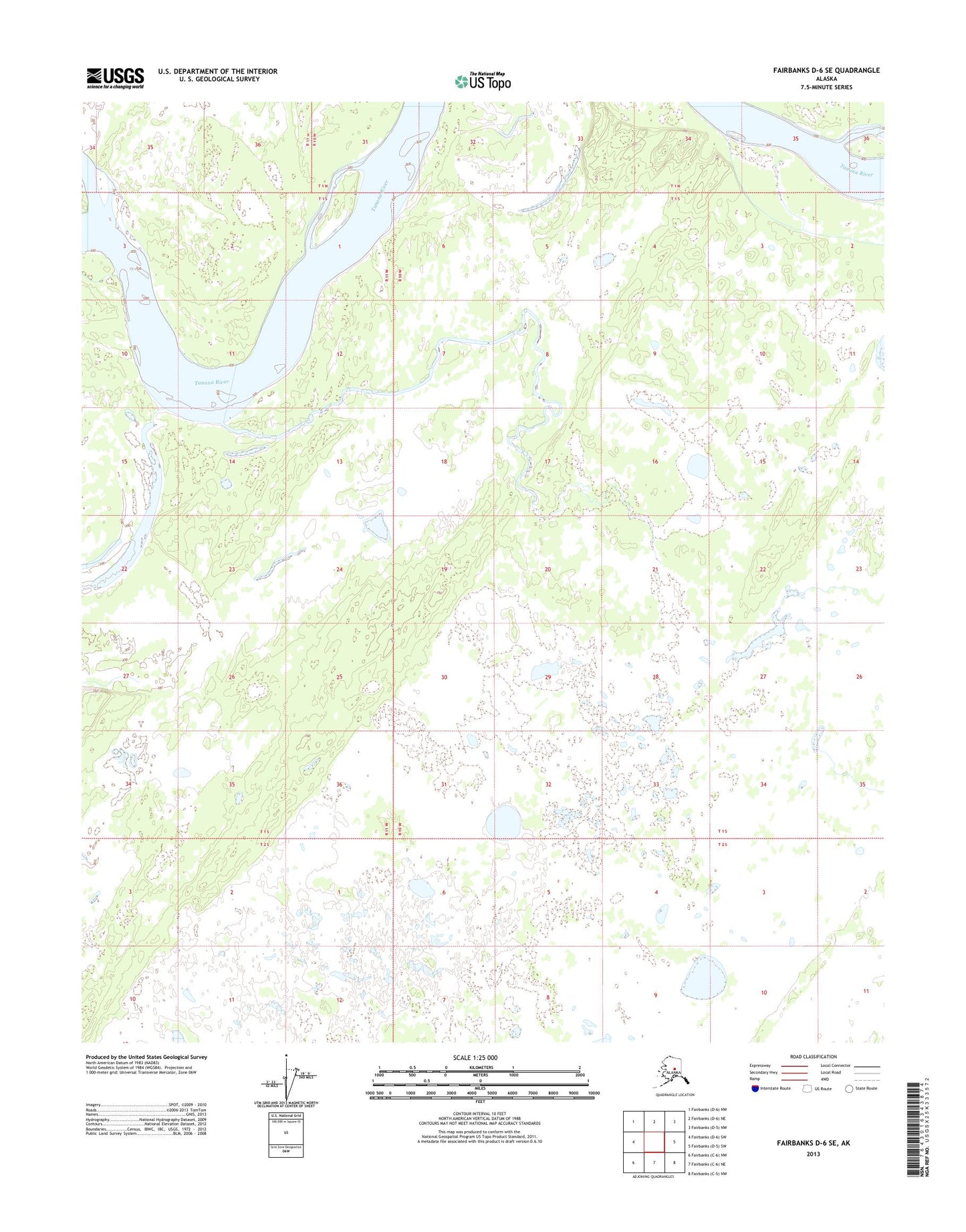 Fairbanks D-6 SE Alaska US Topo Map Image
