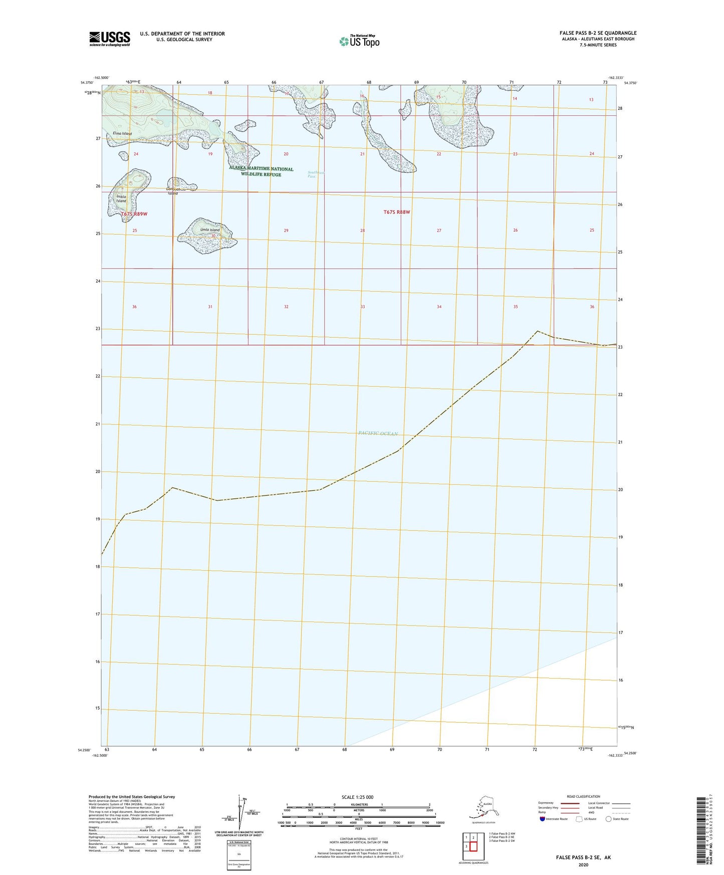 False Pass B-2 SE Alaska US Topo Map Image