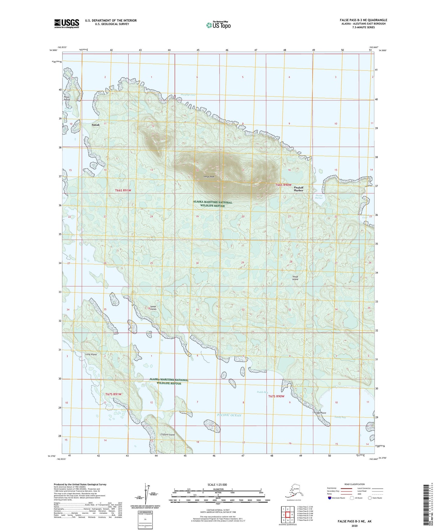 False Pass B-3 NE Alaska US Topo Map Image