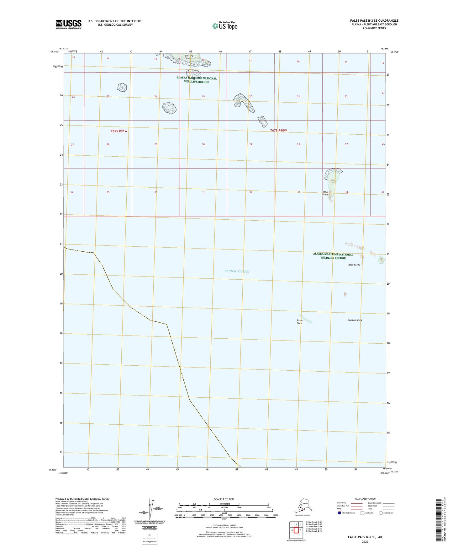 False Pass B-3 SE Alaska US Topo Map Image