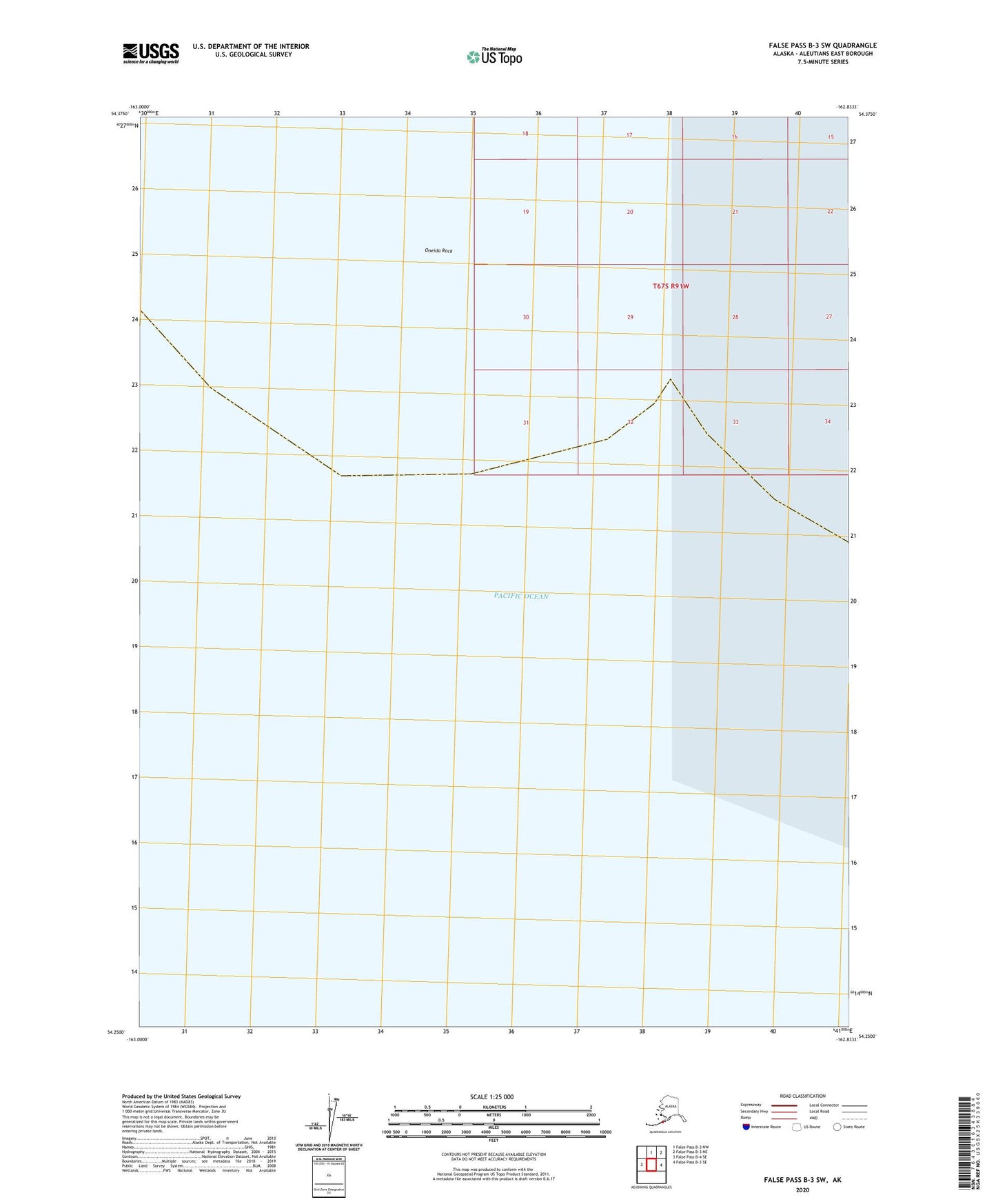 False Pass B-3 SW Alaska US Topo Map Image