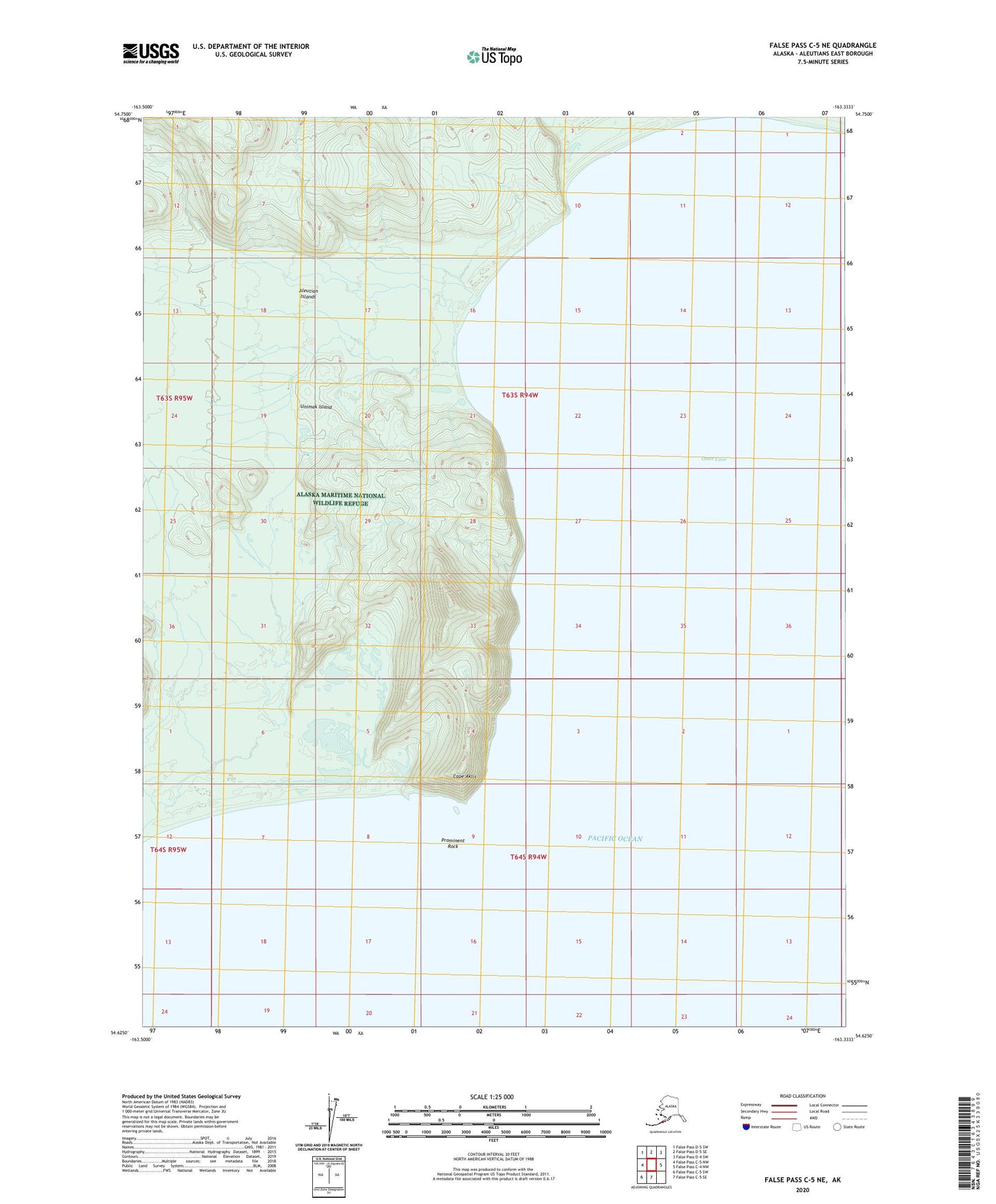 False Pass C-5 NE Alaska US Topo Map Image