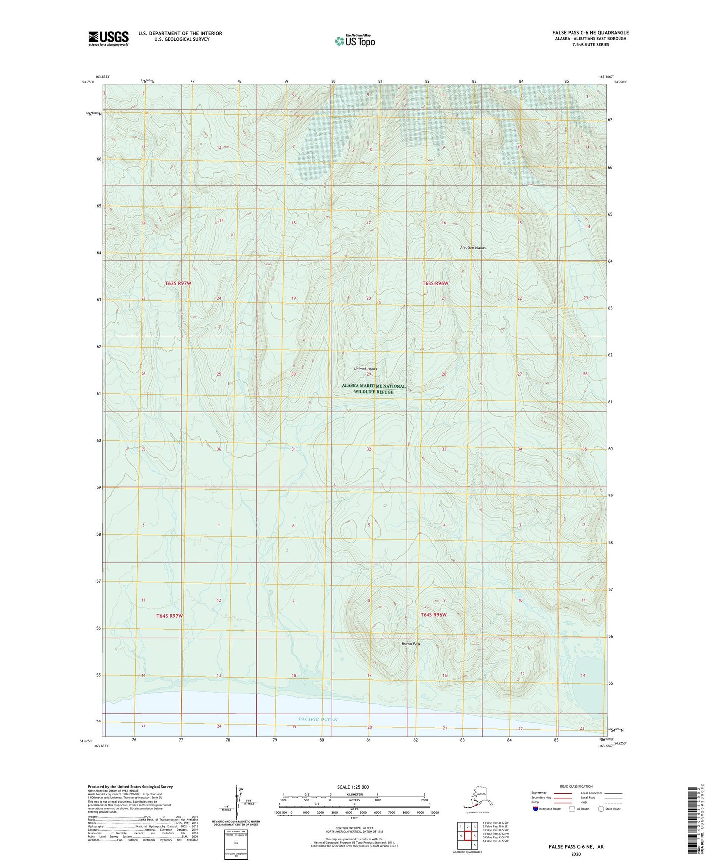 False Pass C-6 NE Alaska US Topo Map Image
