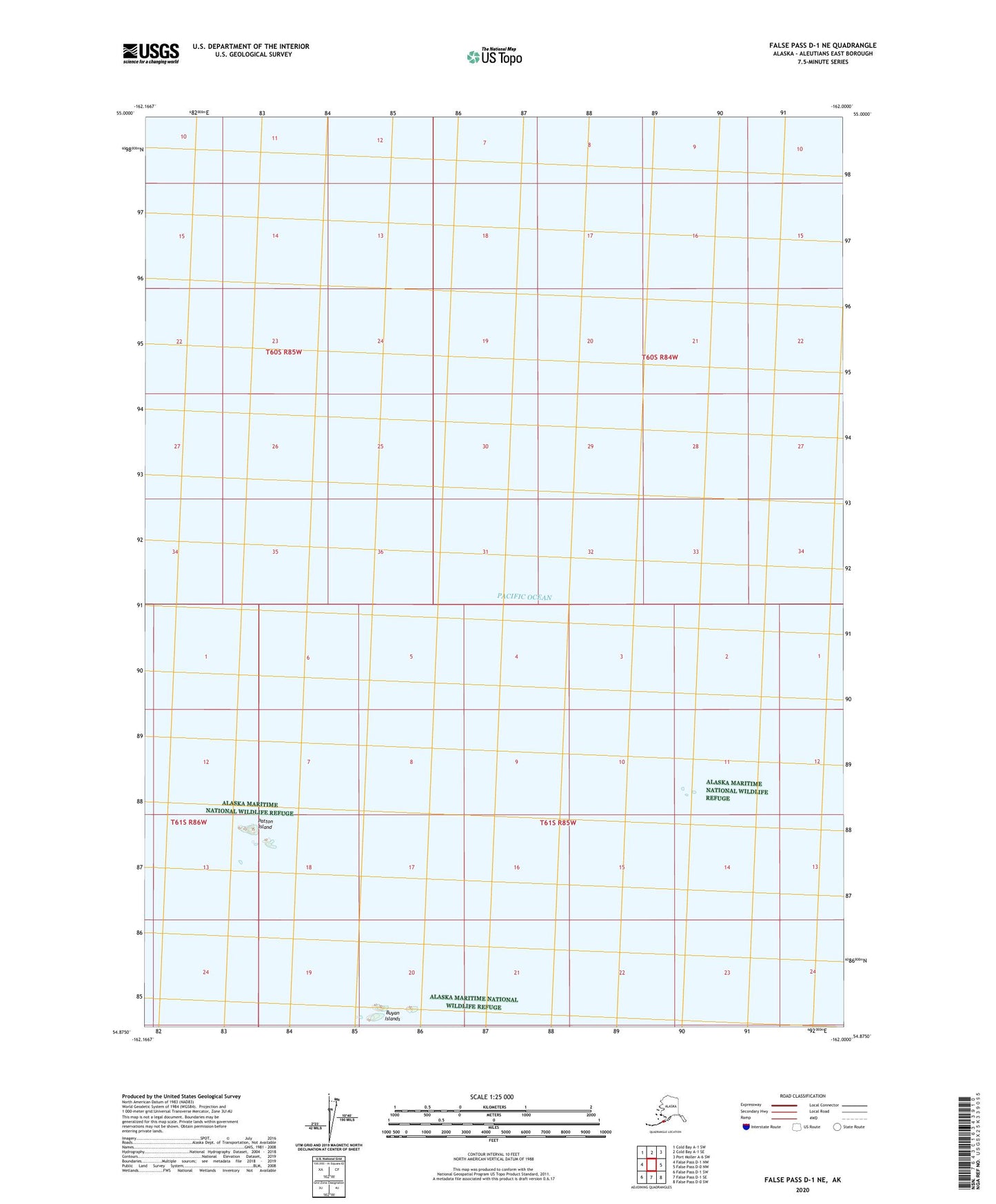 False Pass D-1 NE Alaska US Topo Map Image