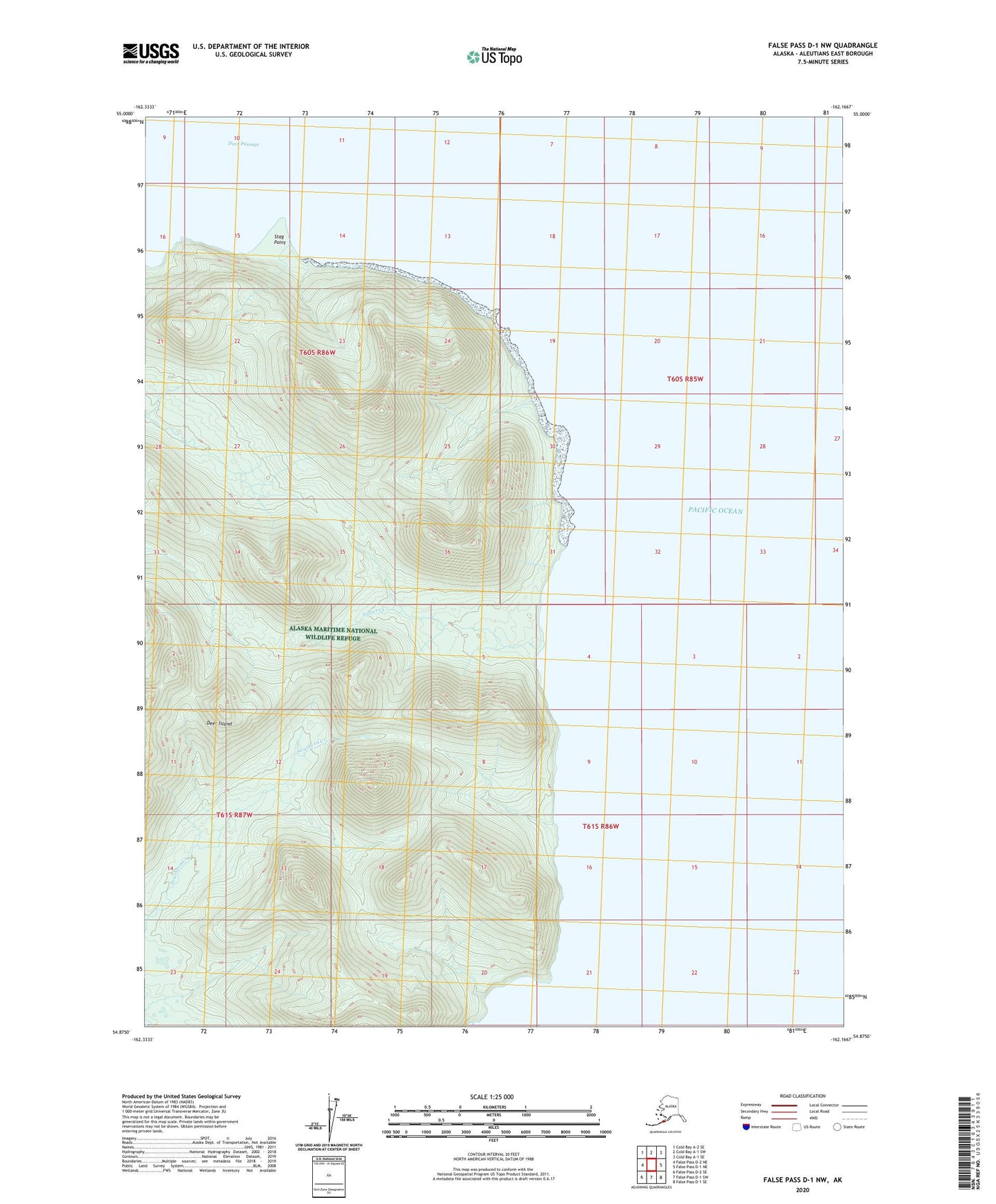 False Pass D-1 NW Alaska US Topo Map Image
