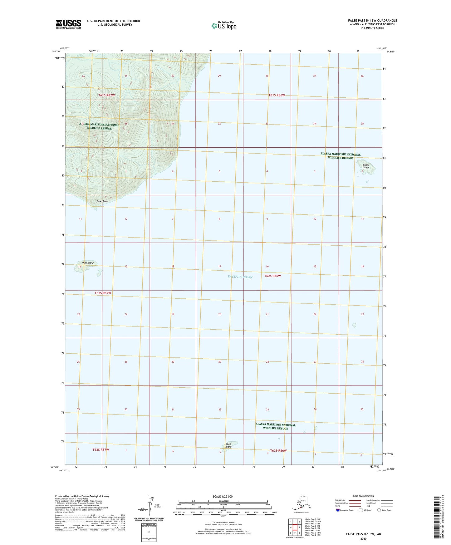 False Pass D-1 SW Alaska US Topo Map Image