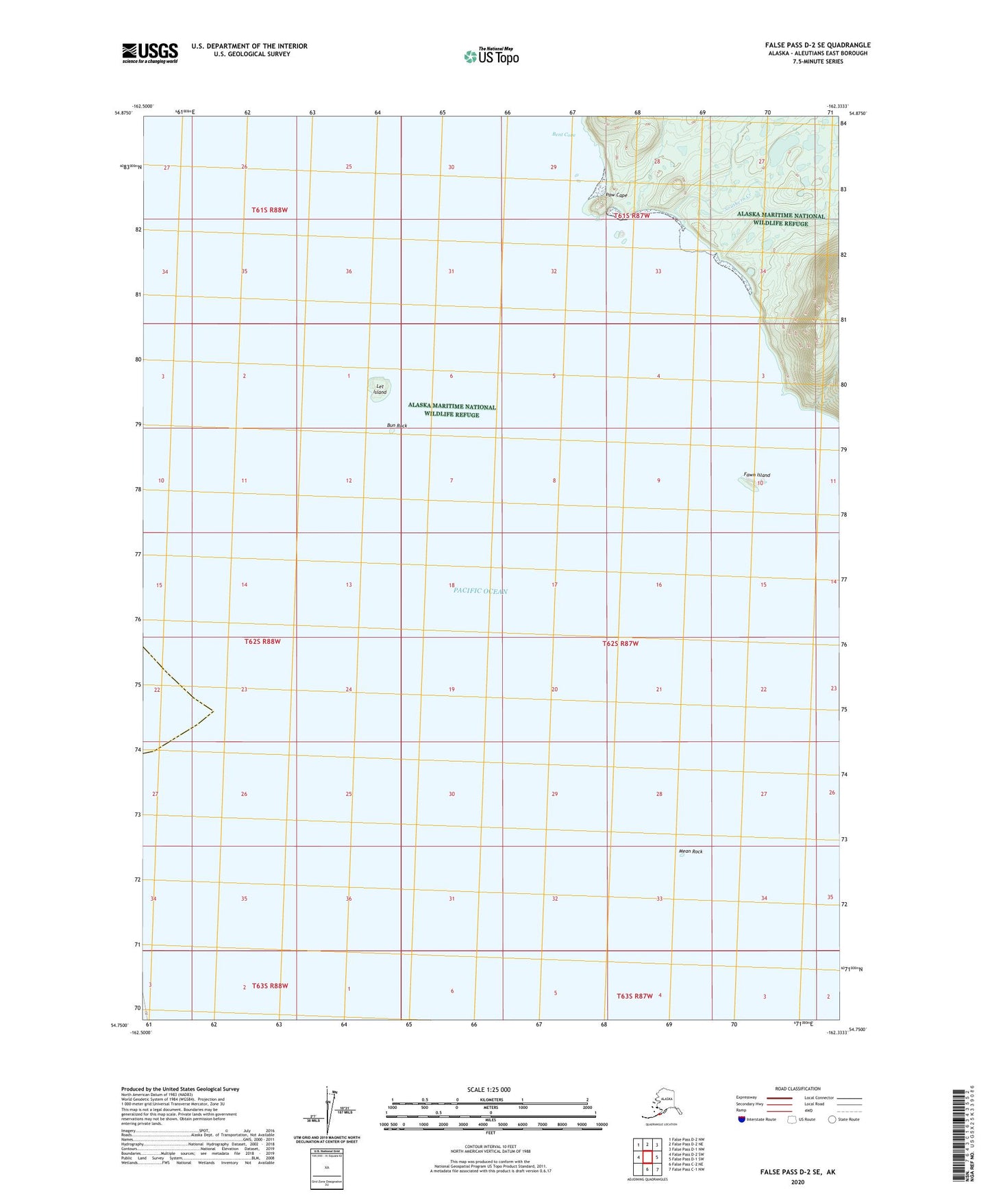False Pass D-2 SE Alaska US Topo Map Image