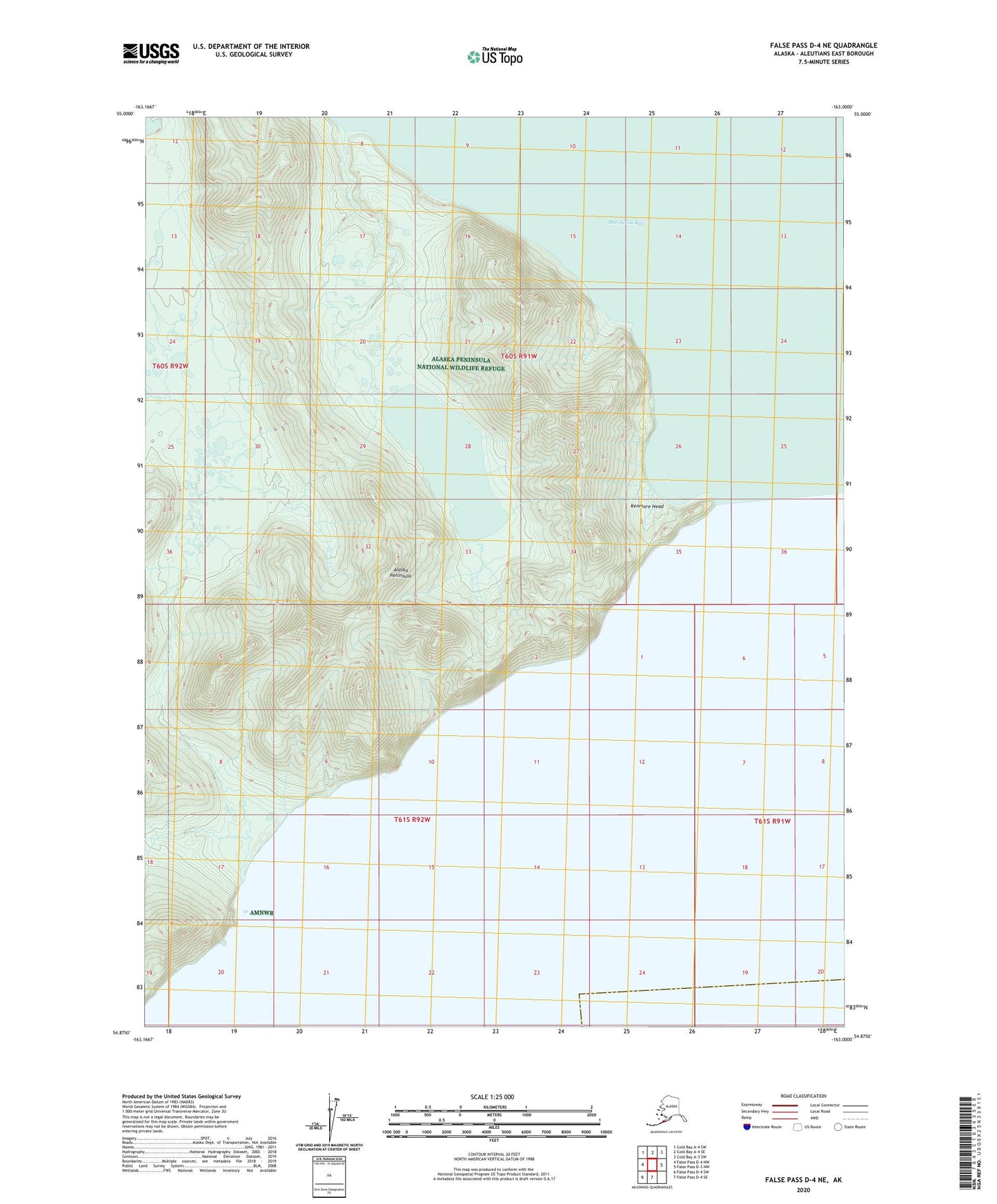 False Pass D-4 NE Alaska US Topo Map Image