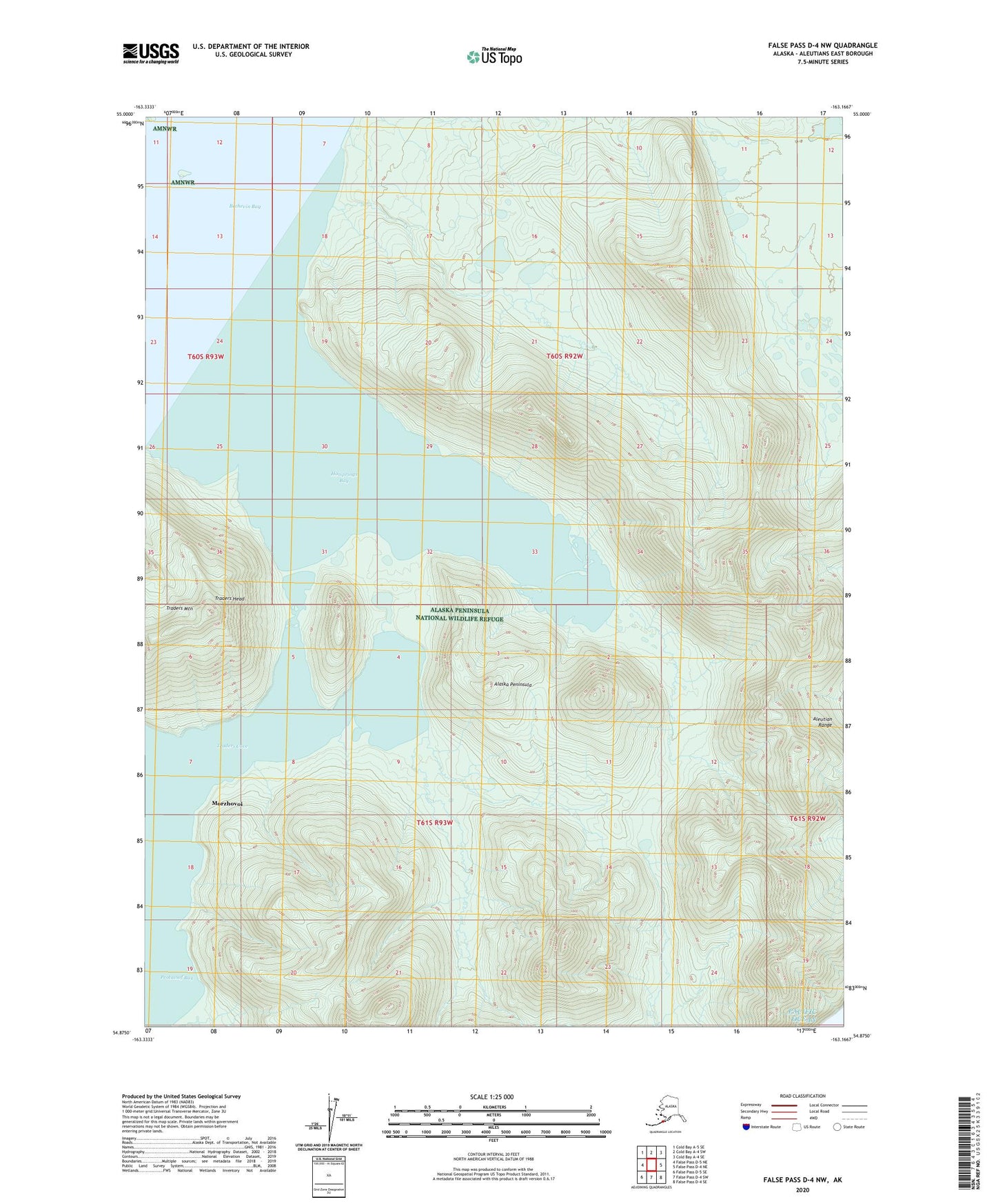 False Pass D-4 NW Alaska US Topo Map Image
