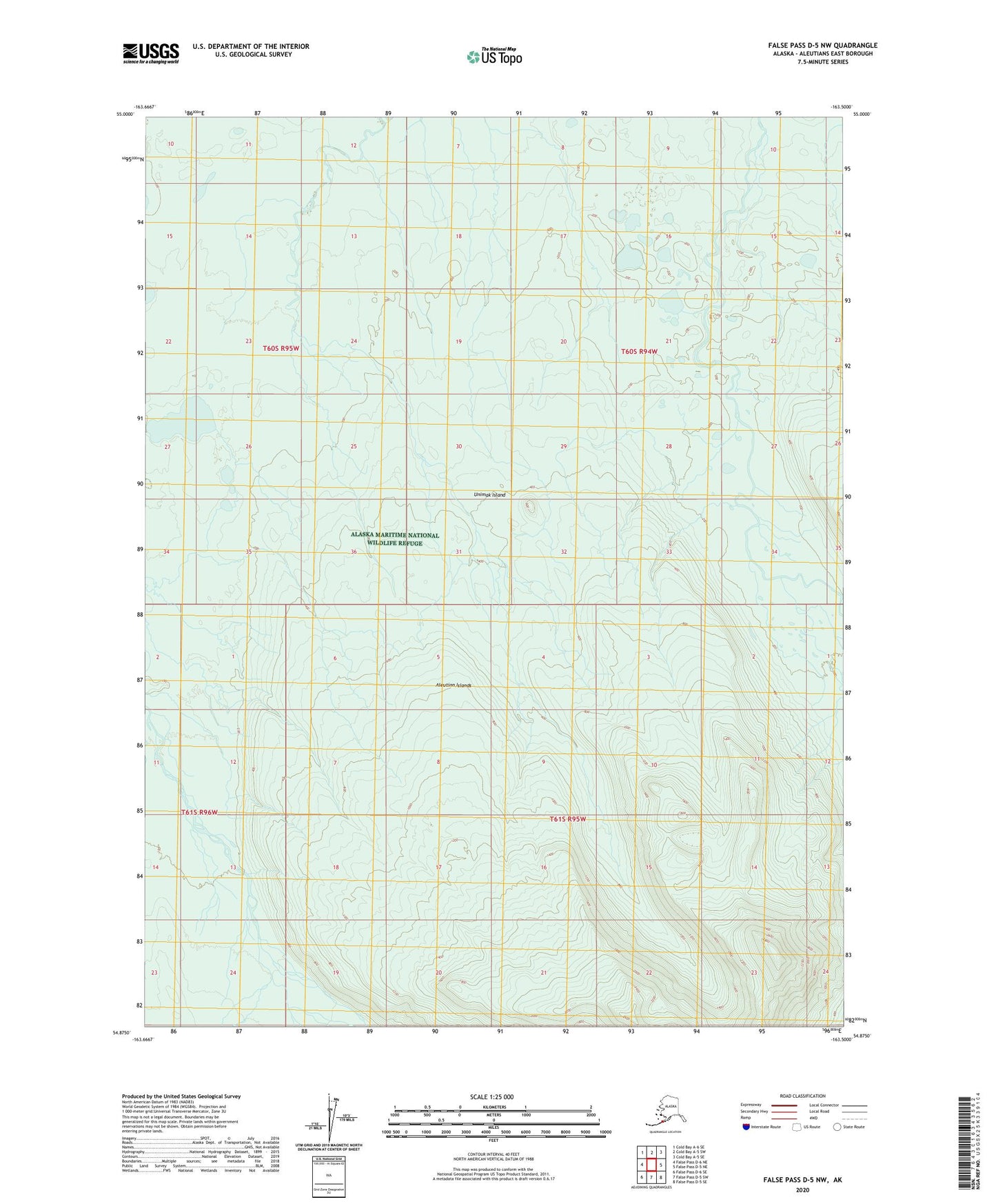 False Pass D-5 NW Alaska US Topo Map Image
