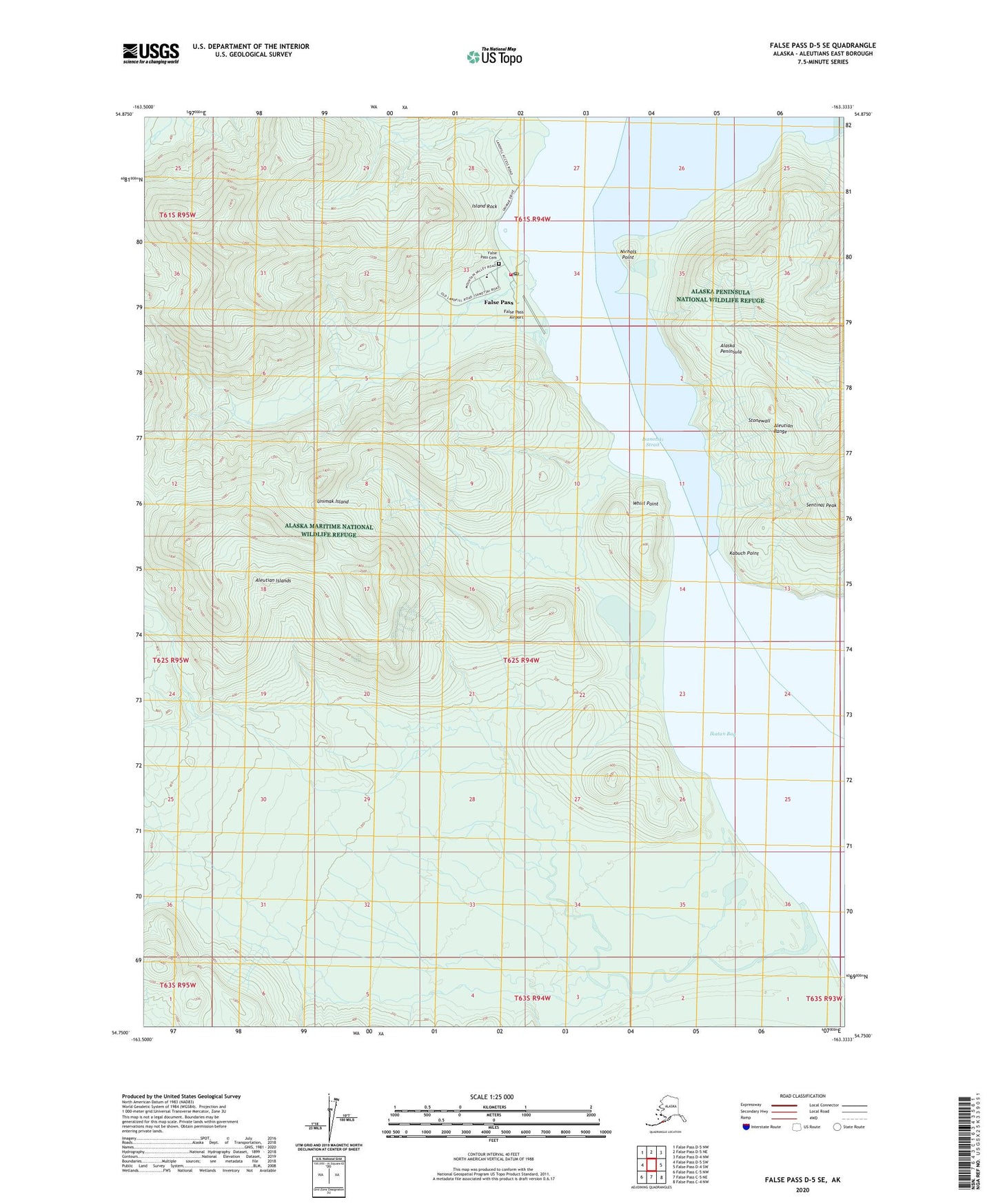False Pass D-5 SE Alaska US Topo Map Image