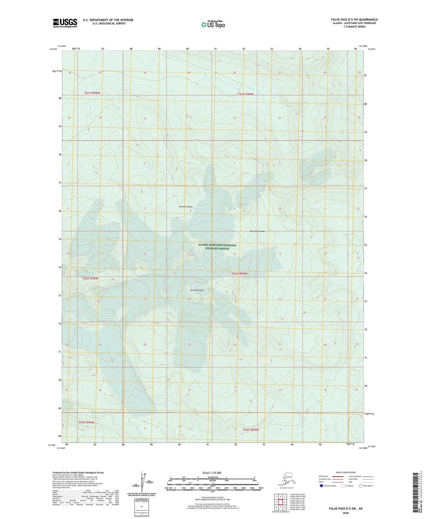 False Pass D-5 SW Alaska US Topo Map Image