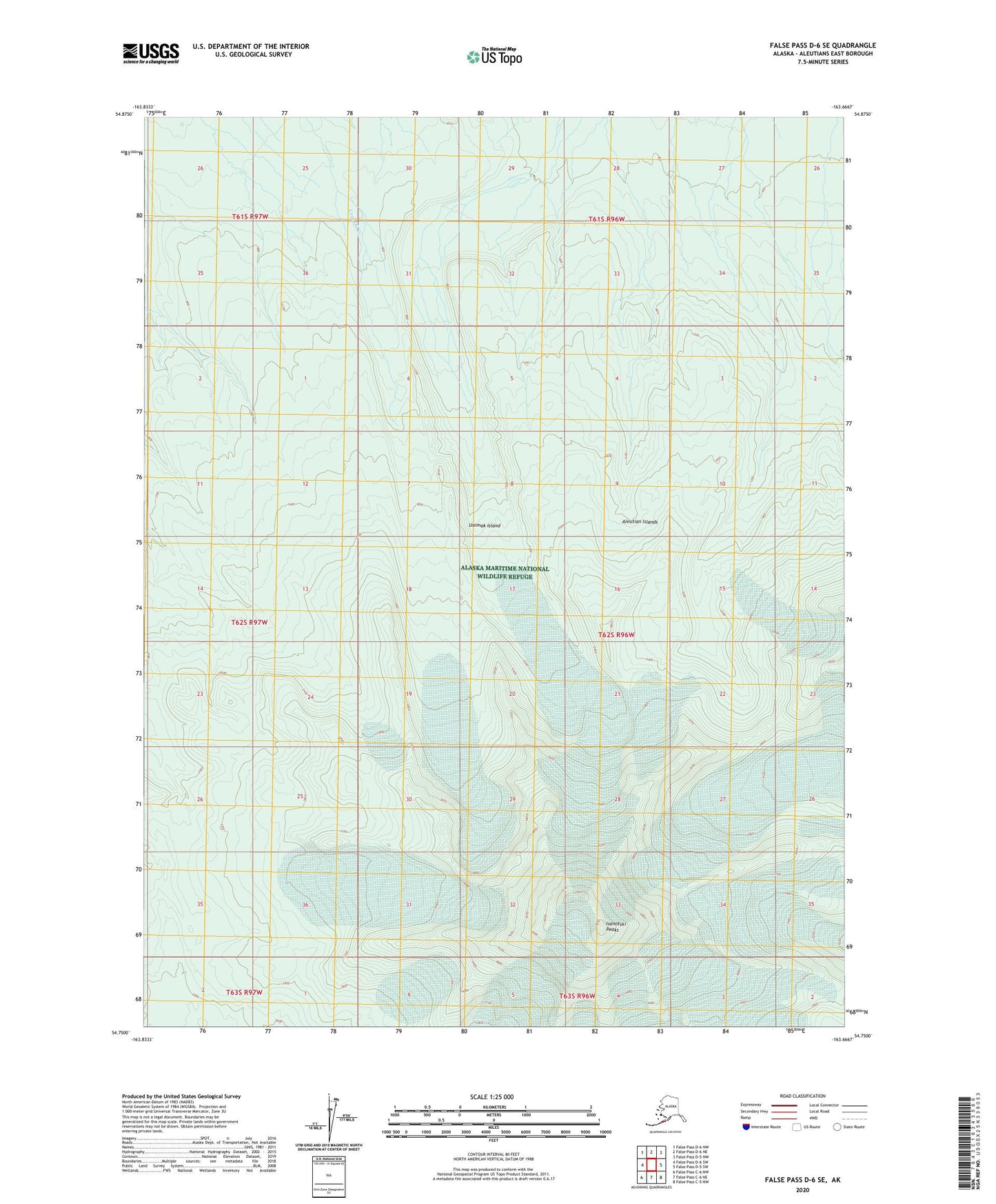 False Pass D-6 SE Alaska US Topo Map Image