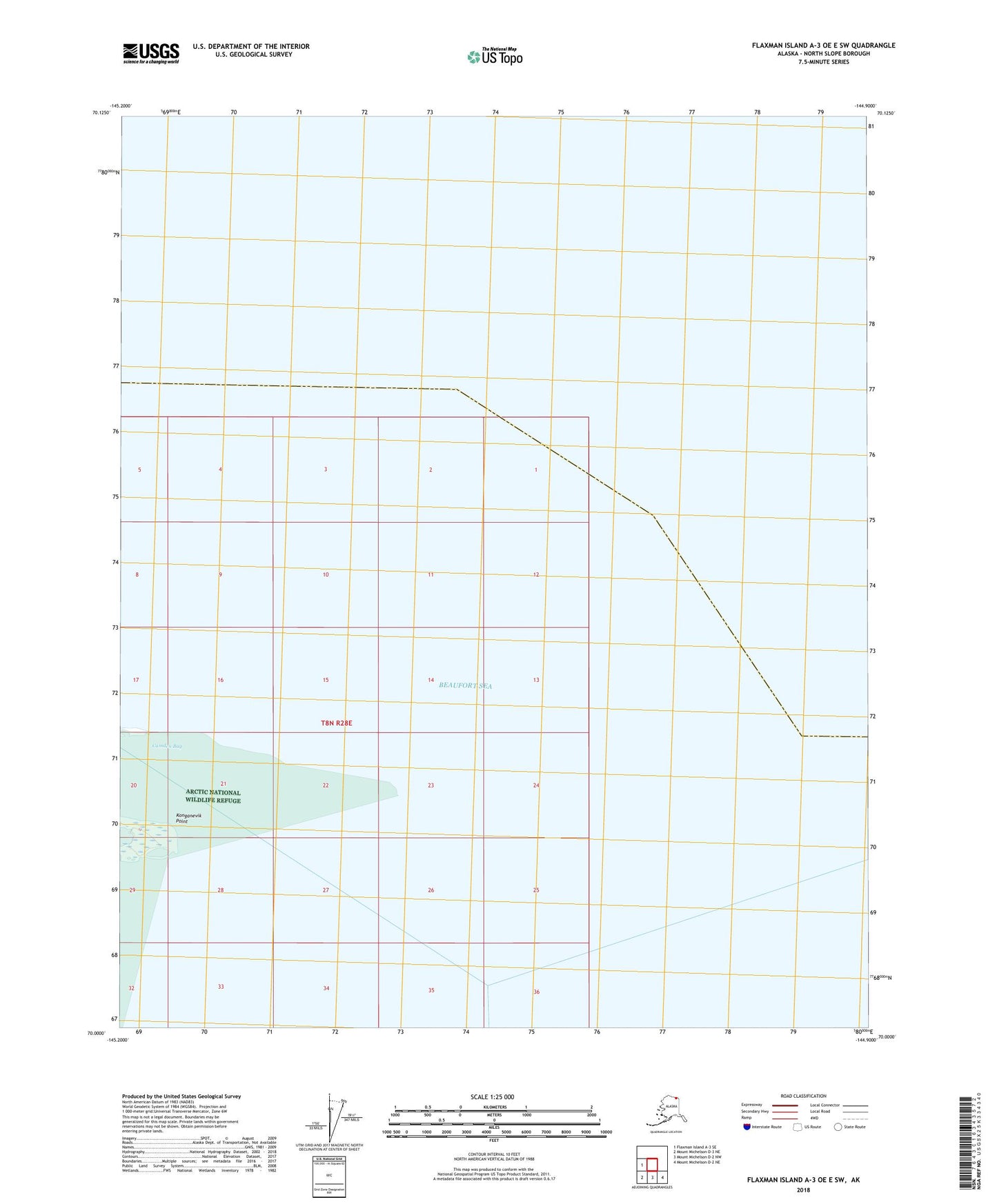 Flaxman Island A-3 OE E SW Alaska US Topo Map Image