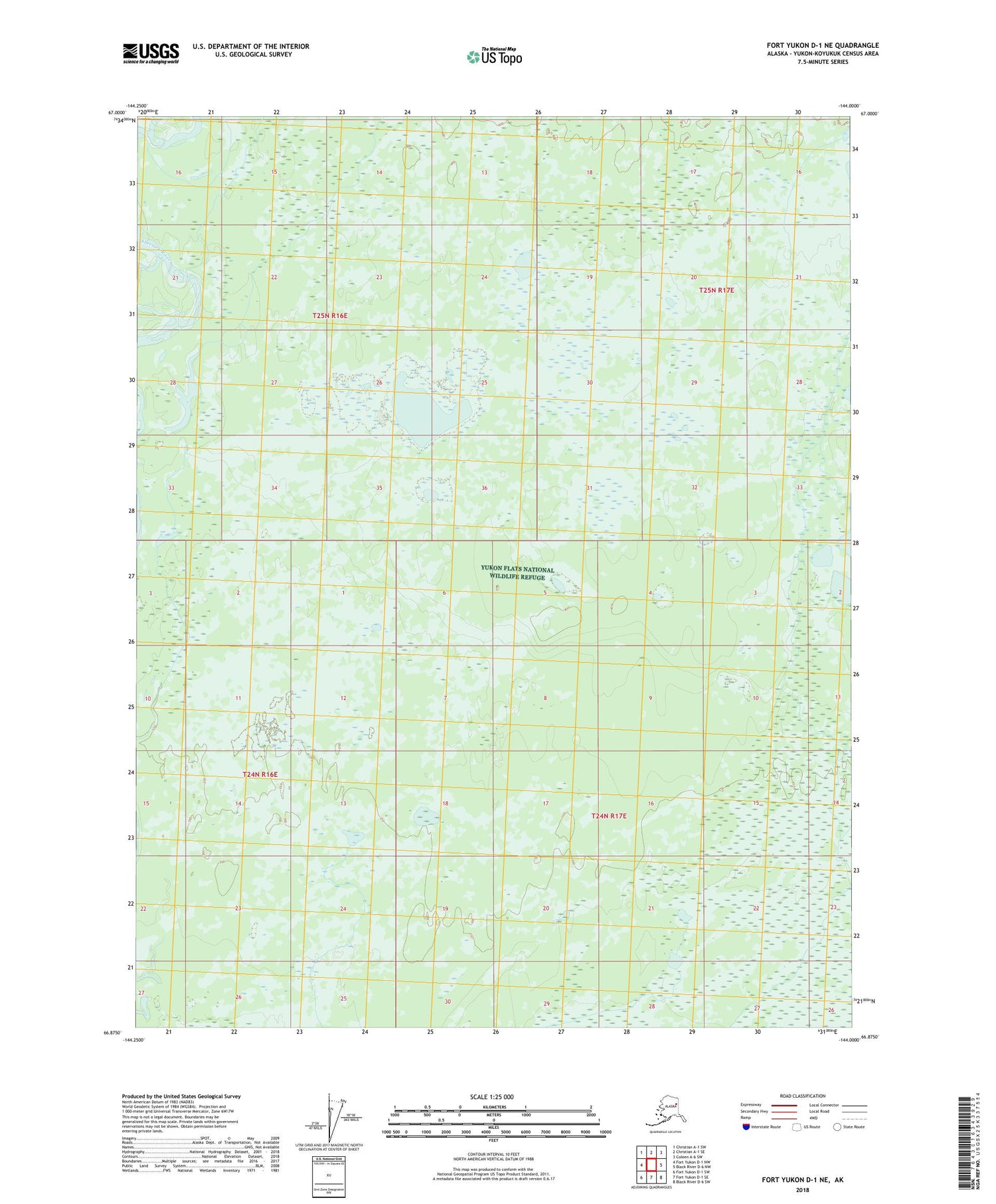 Fort Yukon D-1 NE Alaska US Topo Map Image