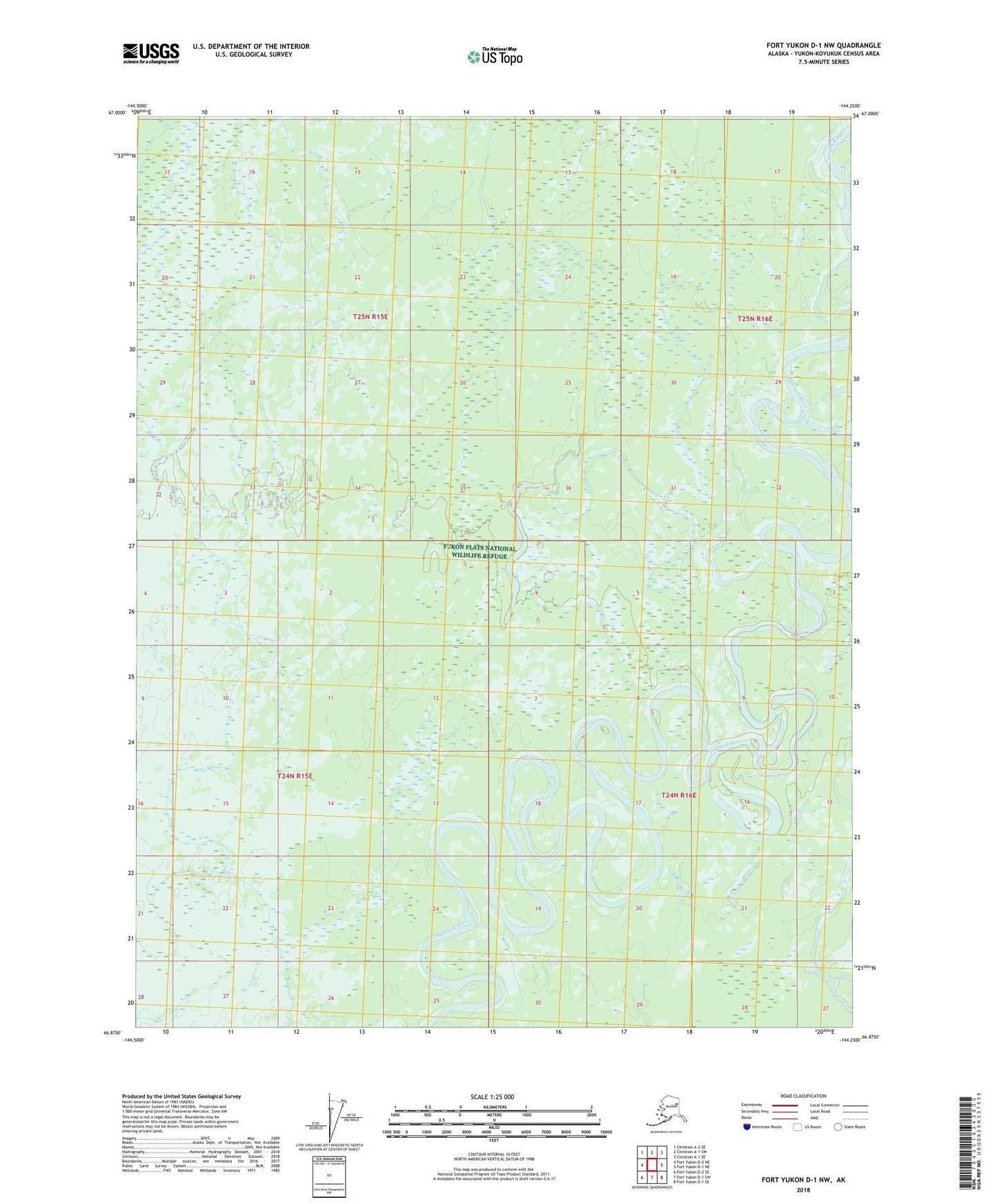 Fort Yukon D-1 NW Alaska US Topo Map Image