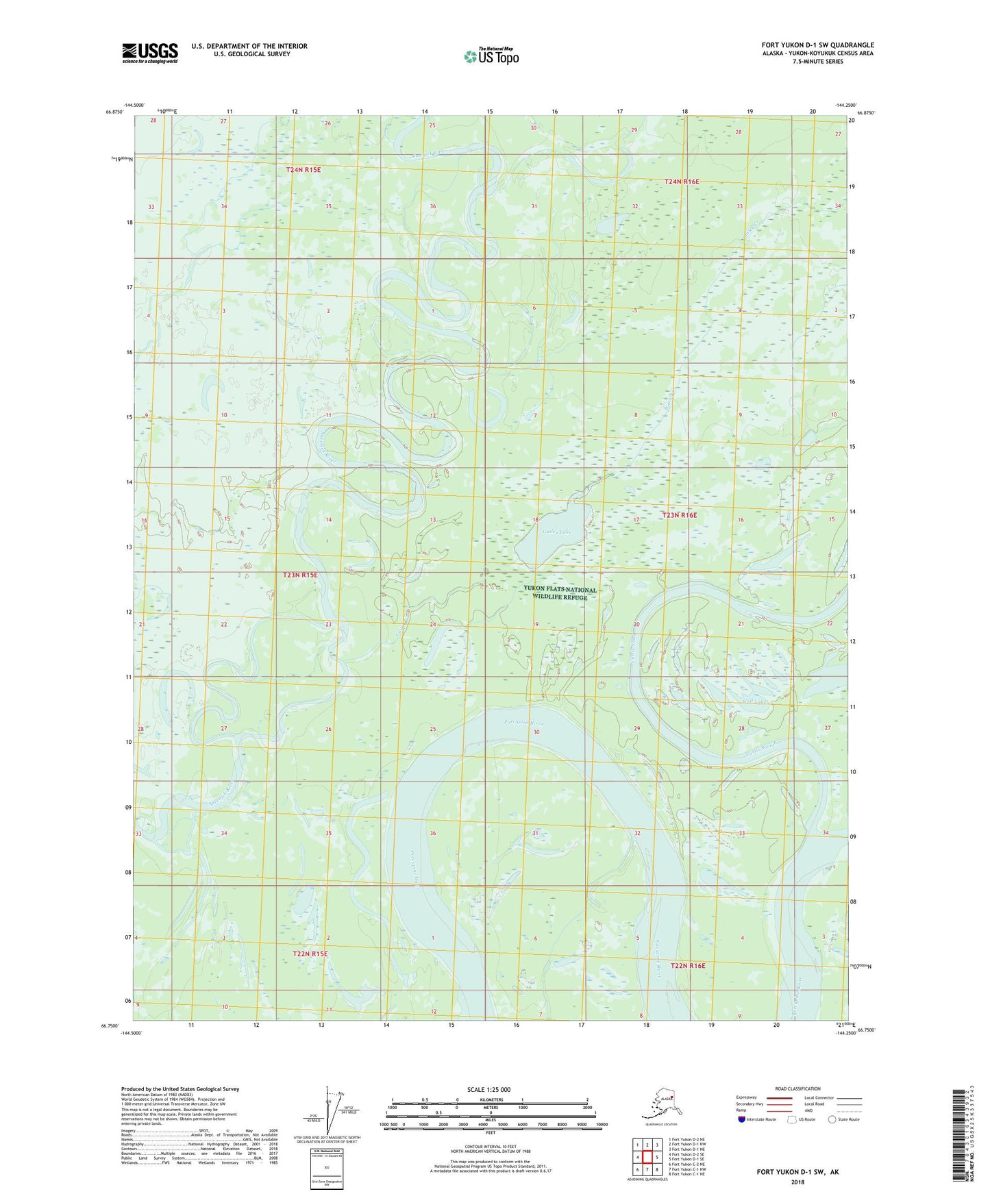 Fort Yukon D-1 SW Alaska US Topo Map Image