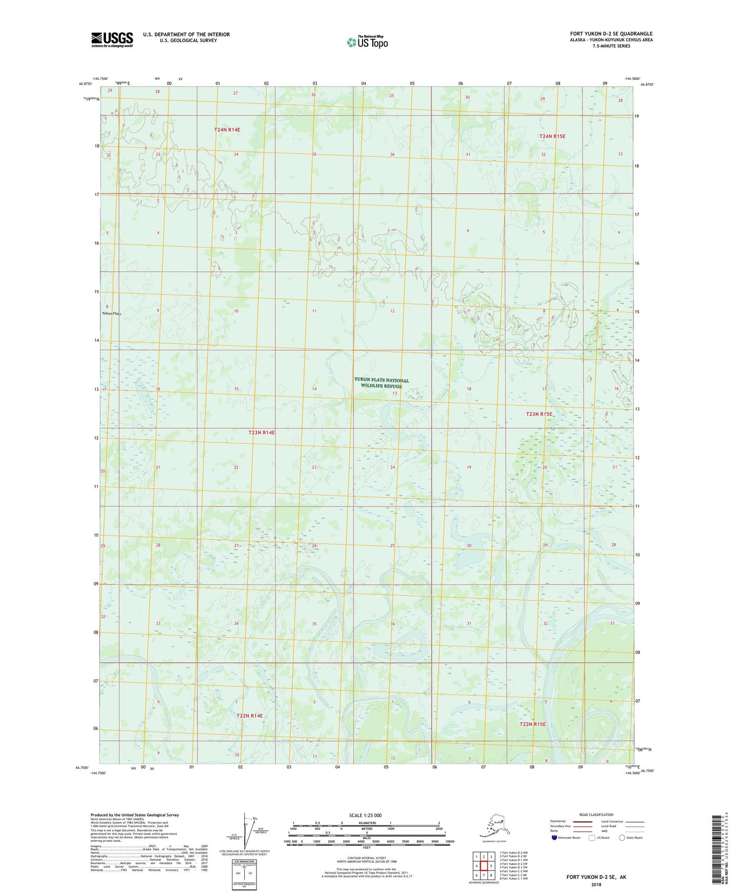 Fort Yukon D-2 SE Alaska US Topo Map Image