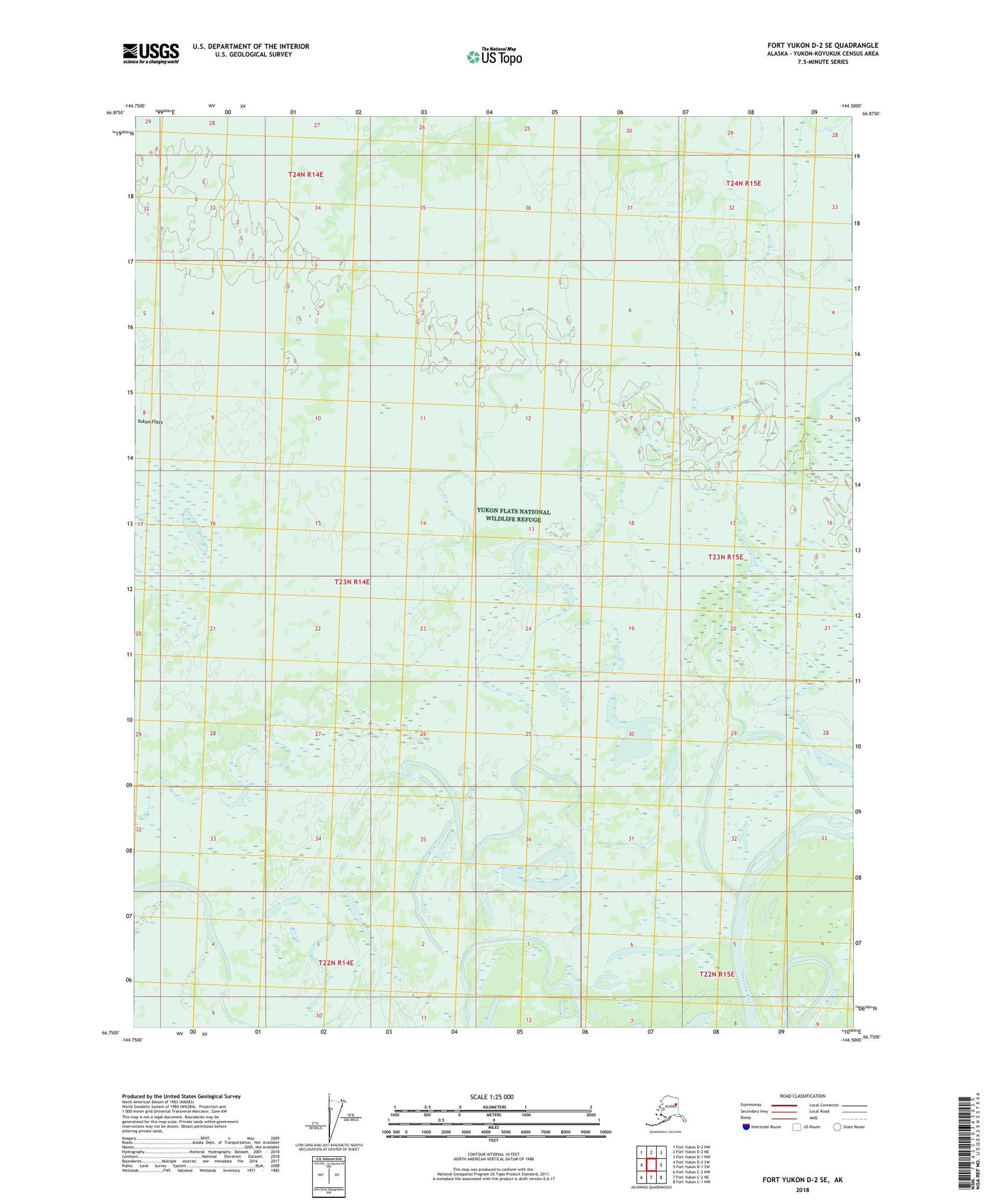 Fort Yukon D-2 SE Alaska US Topo Map Image
