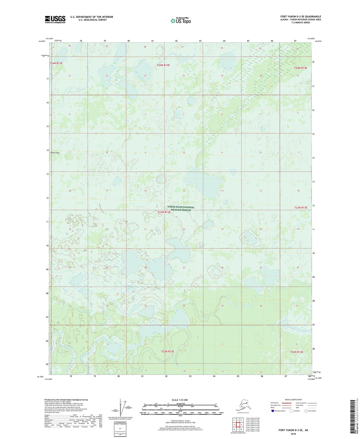 Fort Yukon D-3 SE Alaska US Topo Map Image