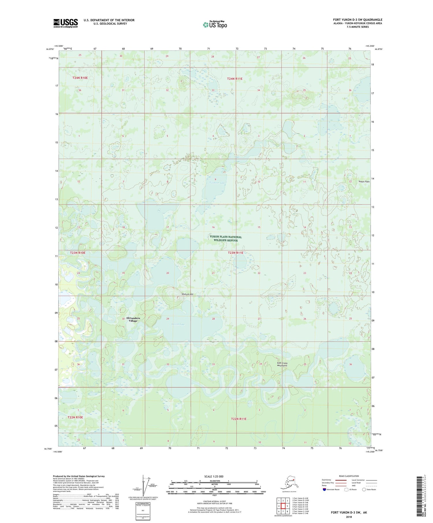Fort Yukon D-3 SW Alaska US Topo Map Image