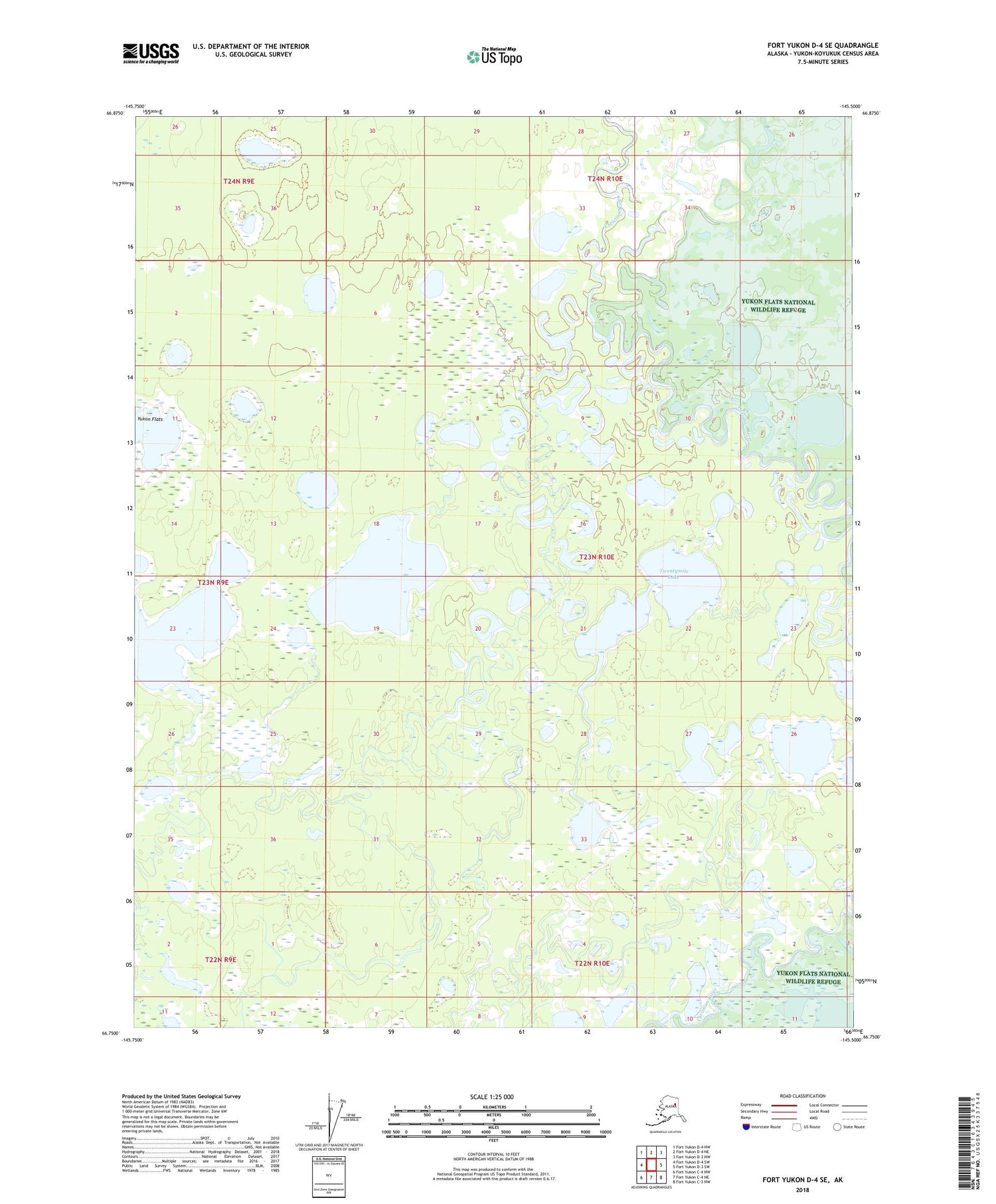 Fort Yukon D-4 SE Alaska US Topo Map Image