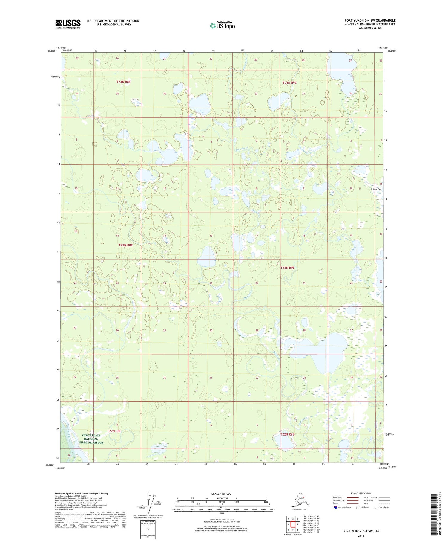 Fort Yukon D-4 SW Alaska US Topo Map Image