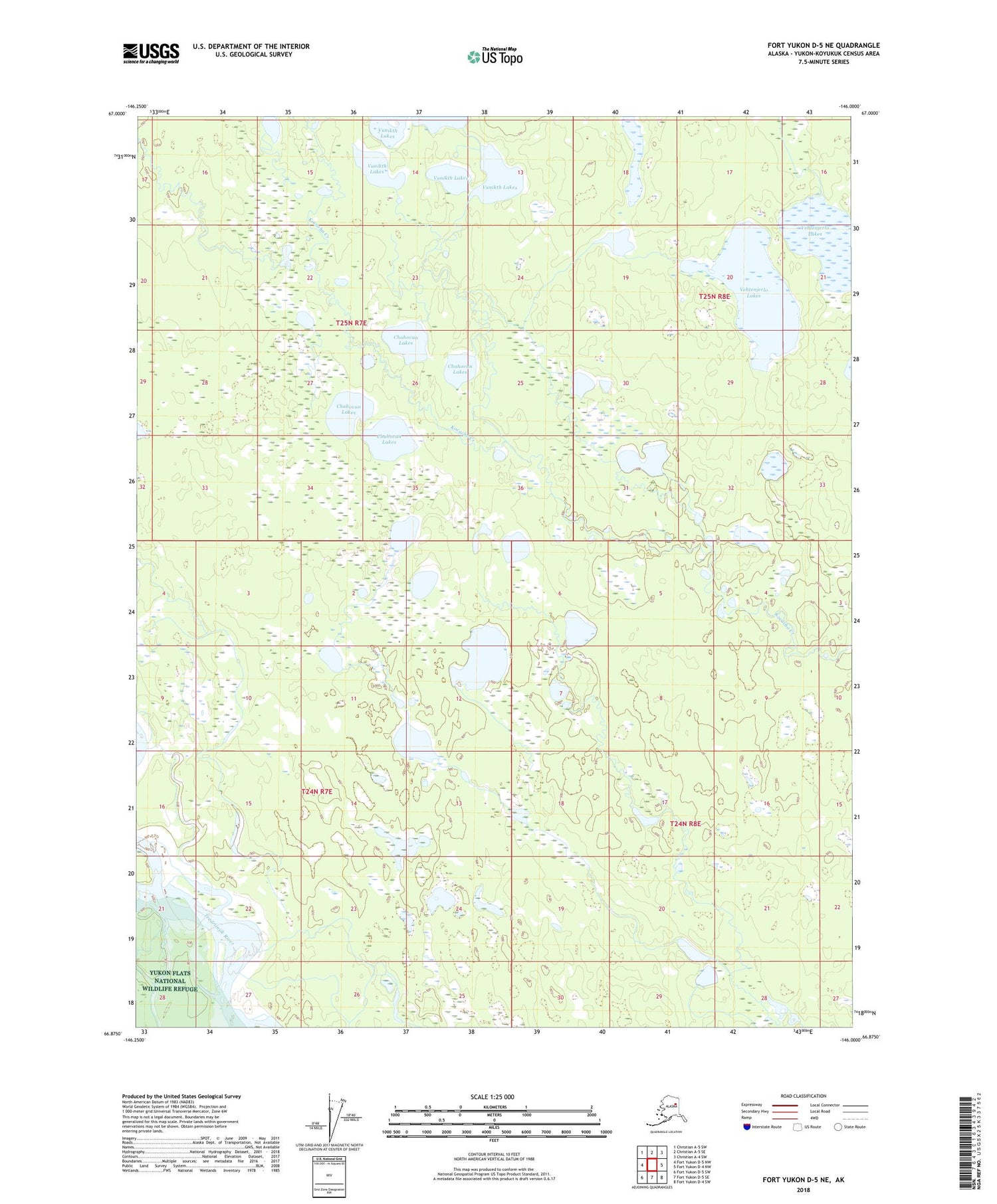 Fort Yukon D-5 NE Alaska US Topo Map Image