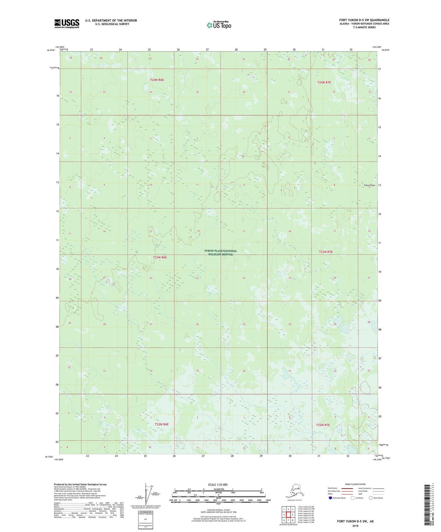 Fort Yukon D-5 SW Alaska US Topo Map Image