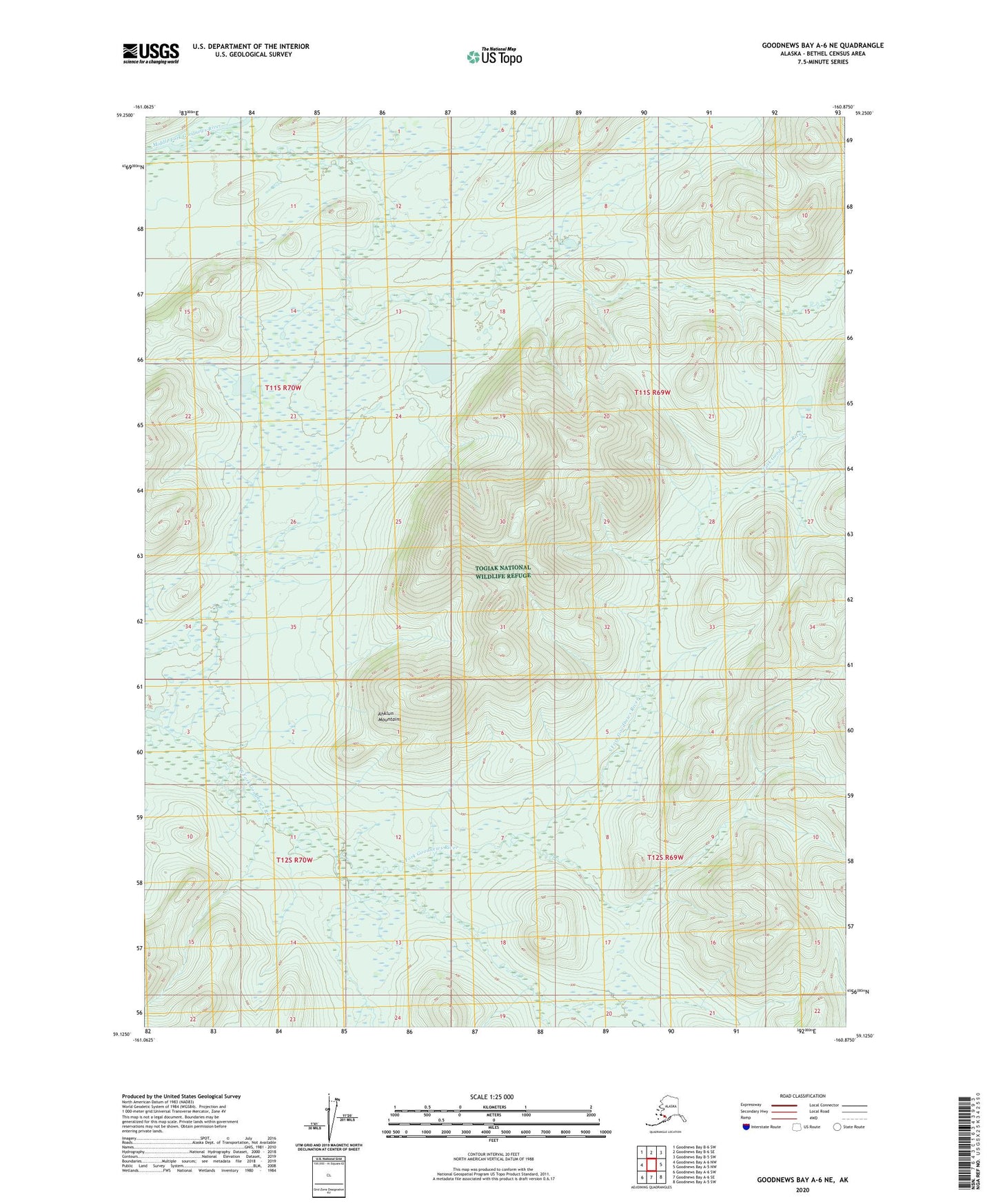 Goodnews Bay A-6 NE Alaska US Topo Map Image