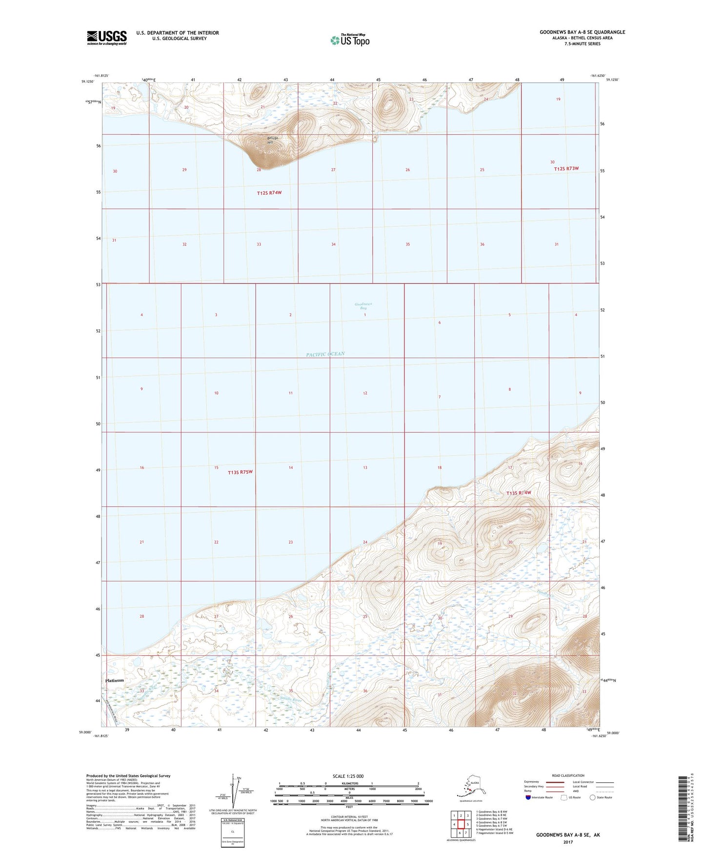Goodnews Bay A-8 SE Alaska US Topo Map Image