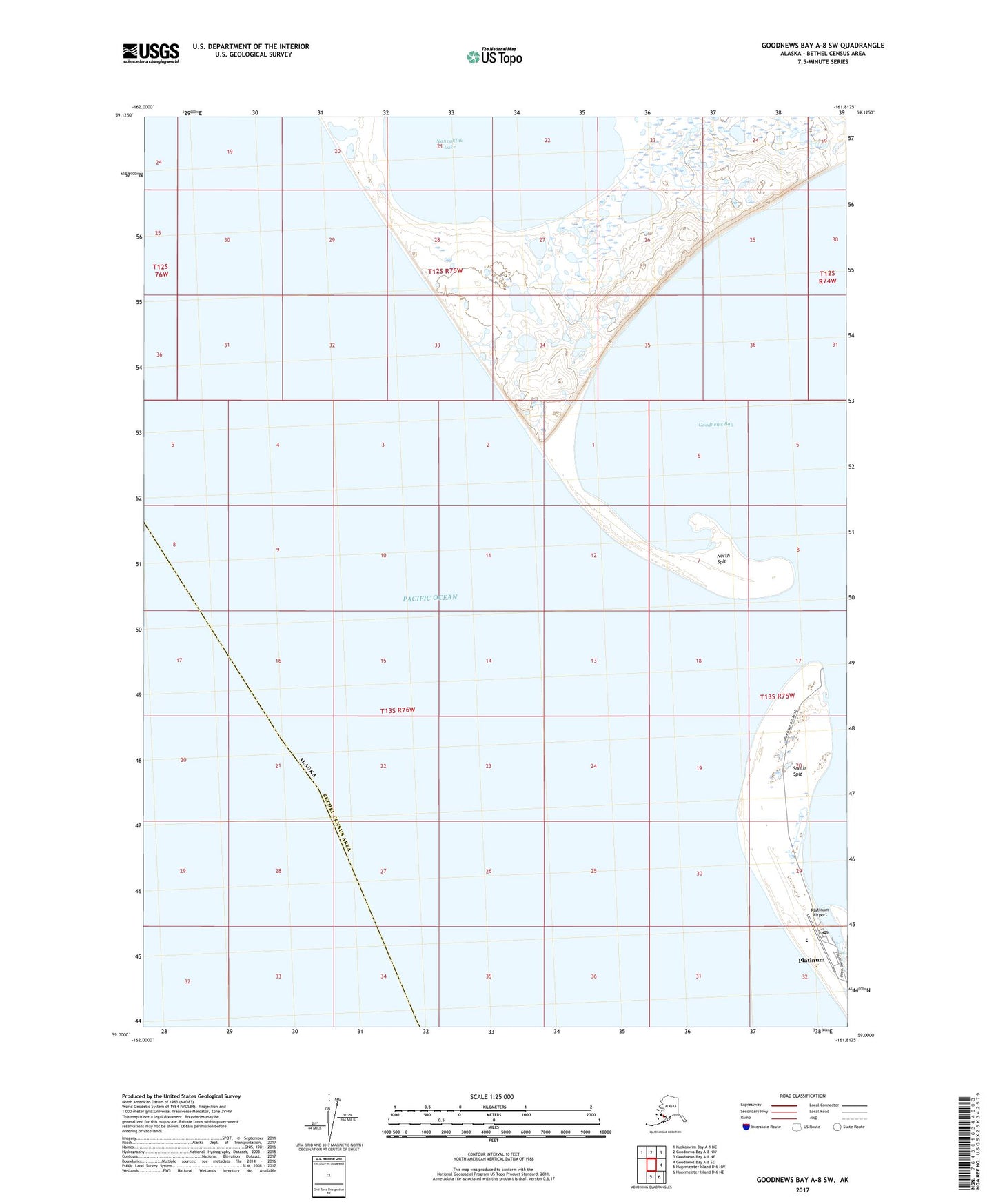 Goodnews Bay A-8 SW Alaska US Topo Map Image